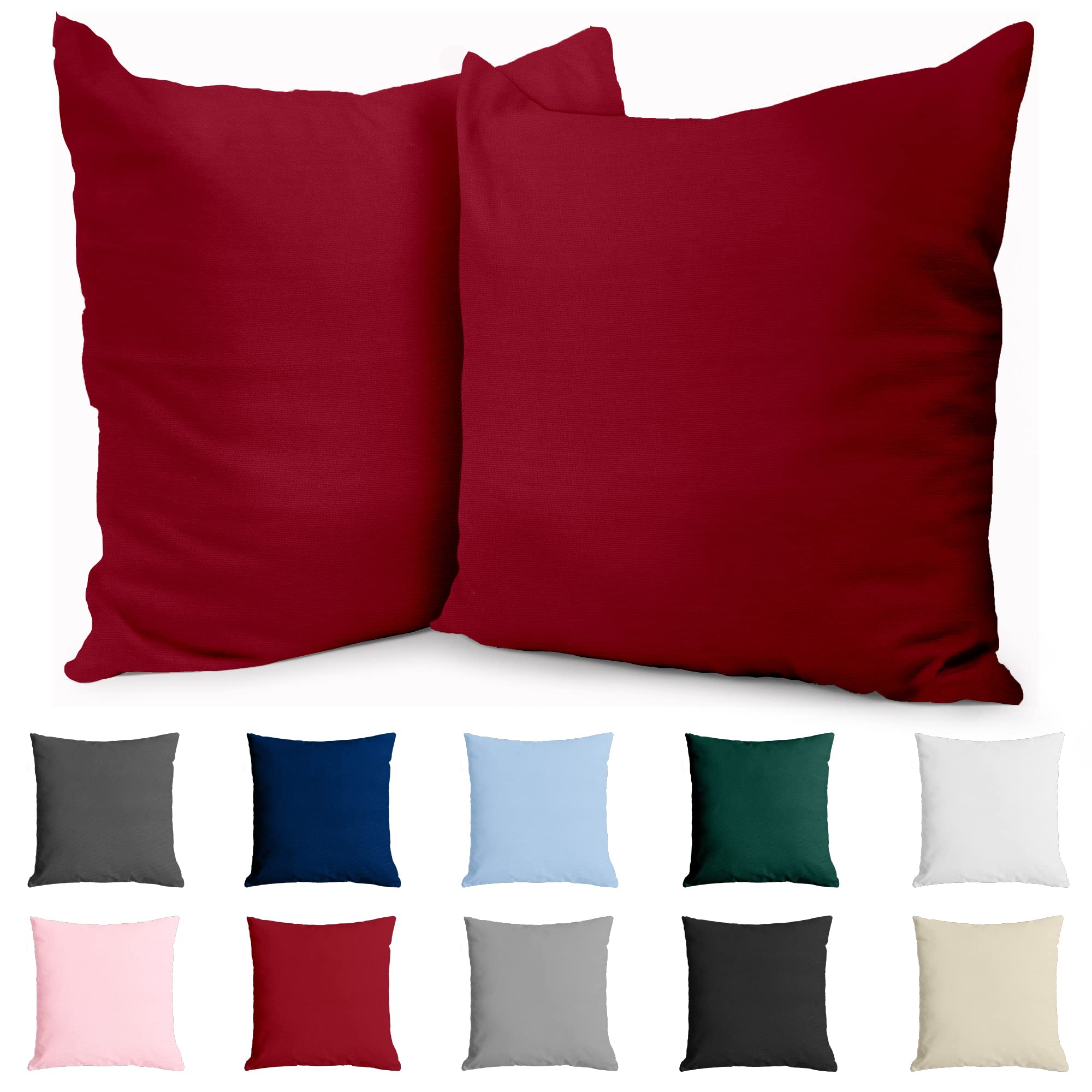 Home Tresor Set Di 2 Fodere Per Cuscini Divano 60x60 Cm - Copricuscini Decorativi Glitter Tinta Unita Rosso - Effetto Brillante