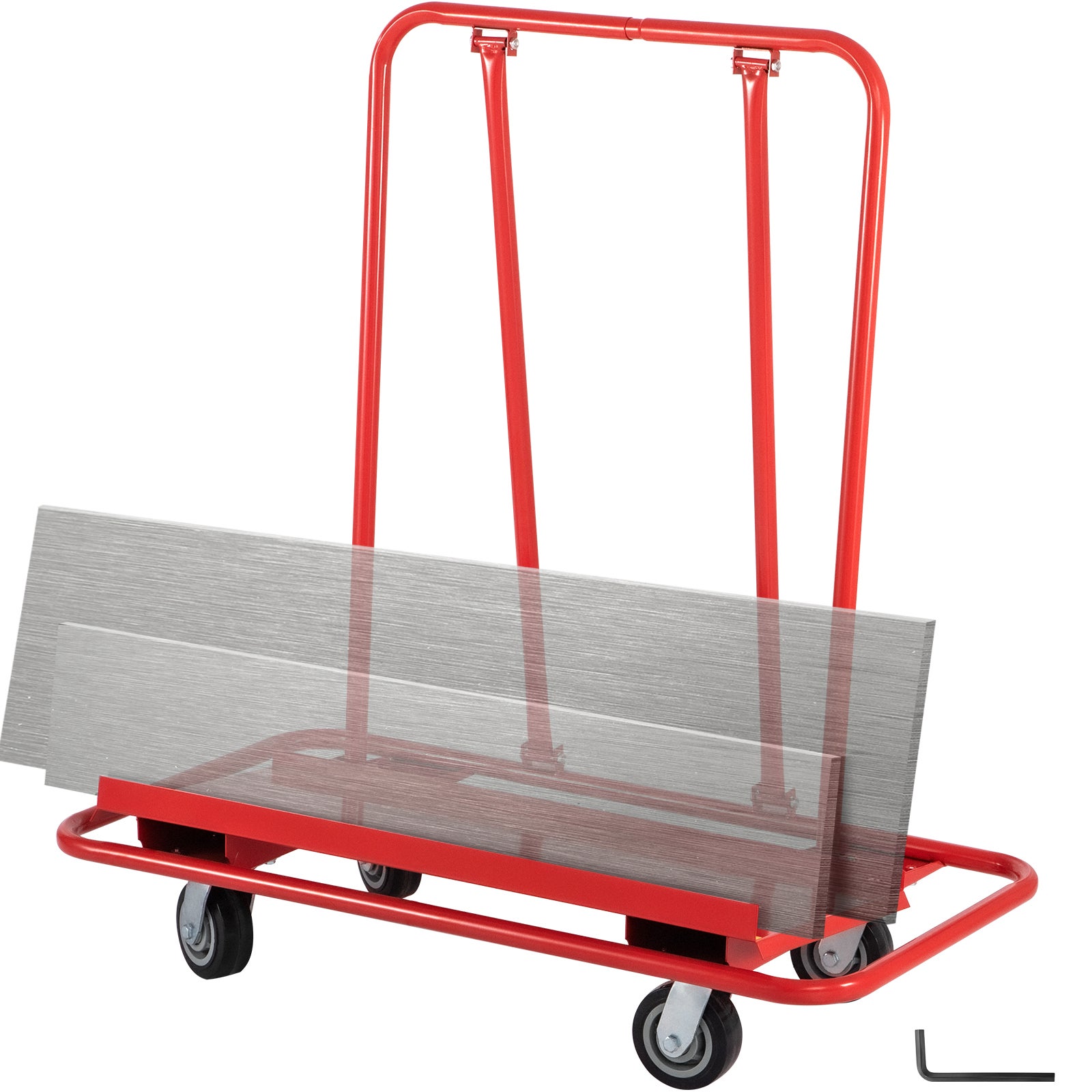 Lot De 6 Diables Pour Conteneurs 600x400mm - Capacité 250kg Chacun - Roues Caoutchouc Silencieuses - Rouge