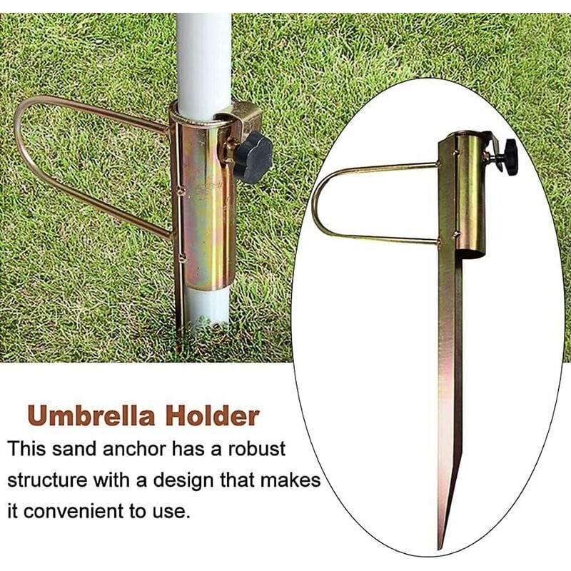 Pied Parasol Plage, Parasol Support Parasol en Métal,Pied de Parasol Support Parasol en Métal Résistant au Vent Réglable pour Piquet d'ancrage - 3
