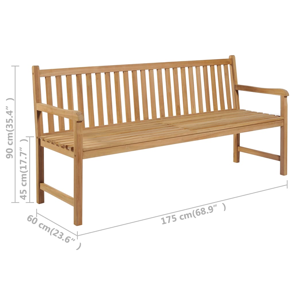 Banc de jardin avec coussin beige 175 cm Bois de teck massif vidaXL - 3