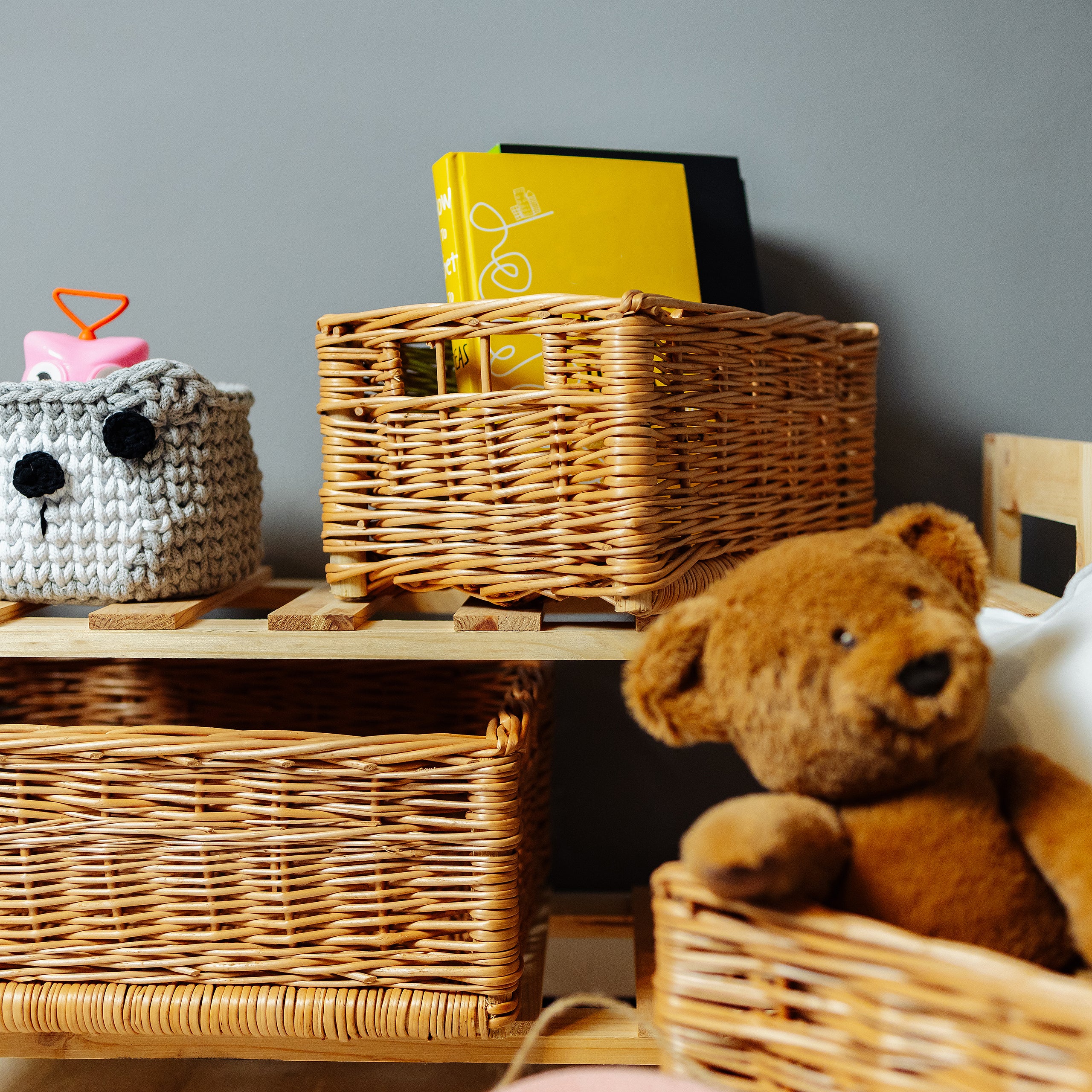 Creative Home Panier de Rangement en Osier | 30x20x16cm | Boite Rangement Osier | Panier Osier Rangement Salle de Bain | Corbeille | Paniere Maison - 3