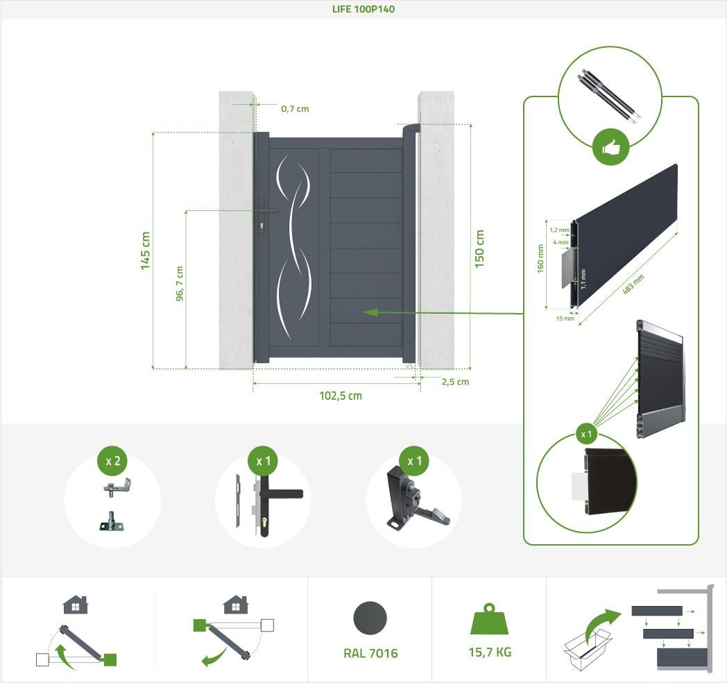 Cancelletto LIFE 100P140 + Kit d’inversione per l'apertura - 2