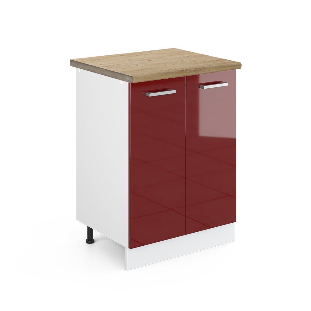 Vicco Szafki kuchenne R-Line, Czerwony połysk, 60 cm , BP Dąb