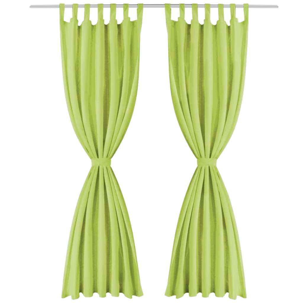 Cortinas de micro-raso con bucles 2 unidades 140x225 cm verde