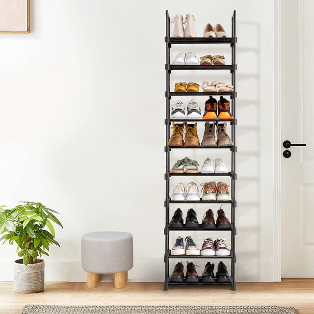 Sapateira de 10 níveis, organizador vertical estreito para calçado (42 x 30,5 x 174 cm), ideal para poupar espaço em ambientes pequenos