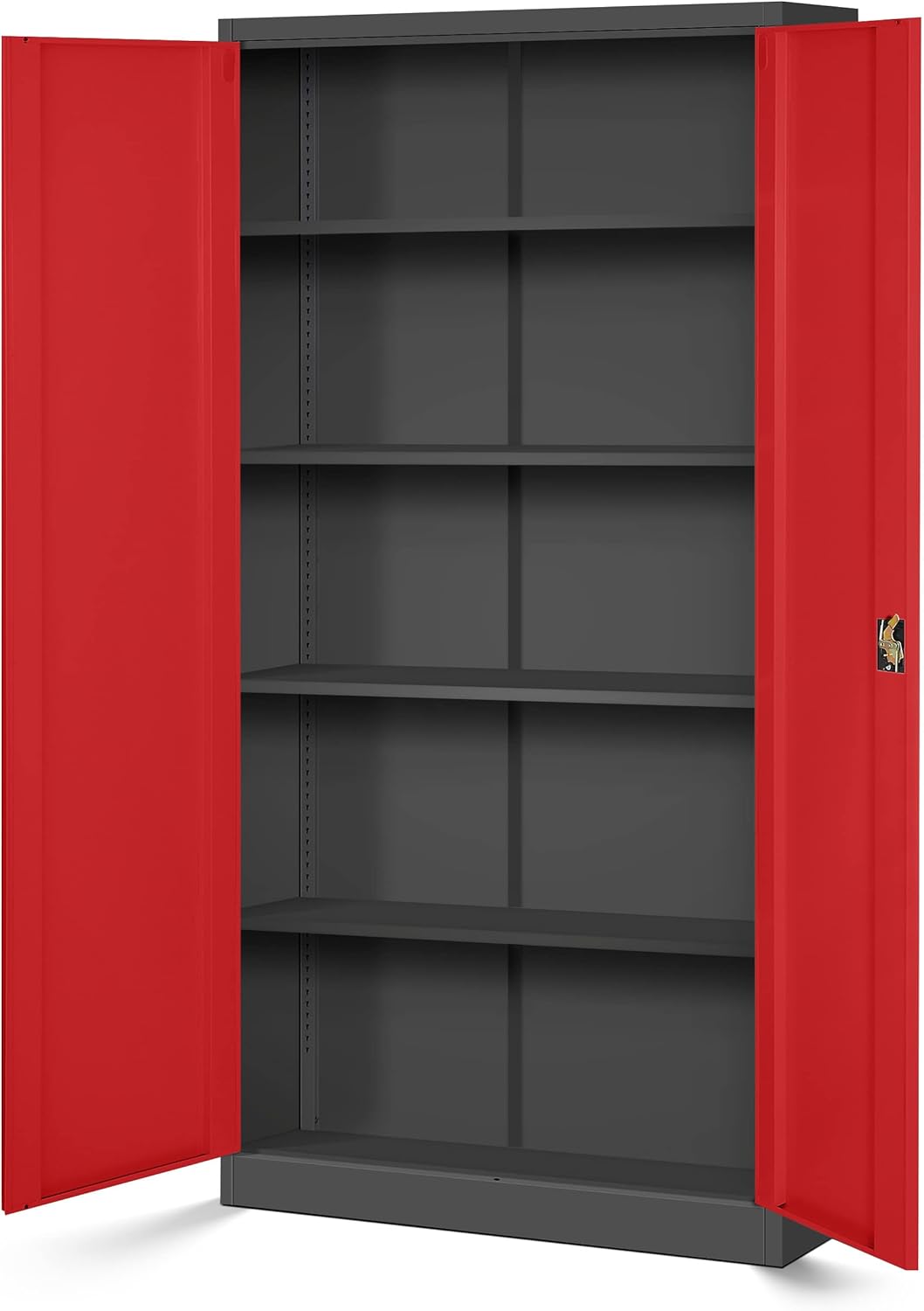 Set de 2 Armoire de Bureau de Rangement Métallique 4 étagères réglables 185 cm x 90 cm x 40 cm Anthracite-Rouge - 4