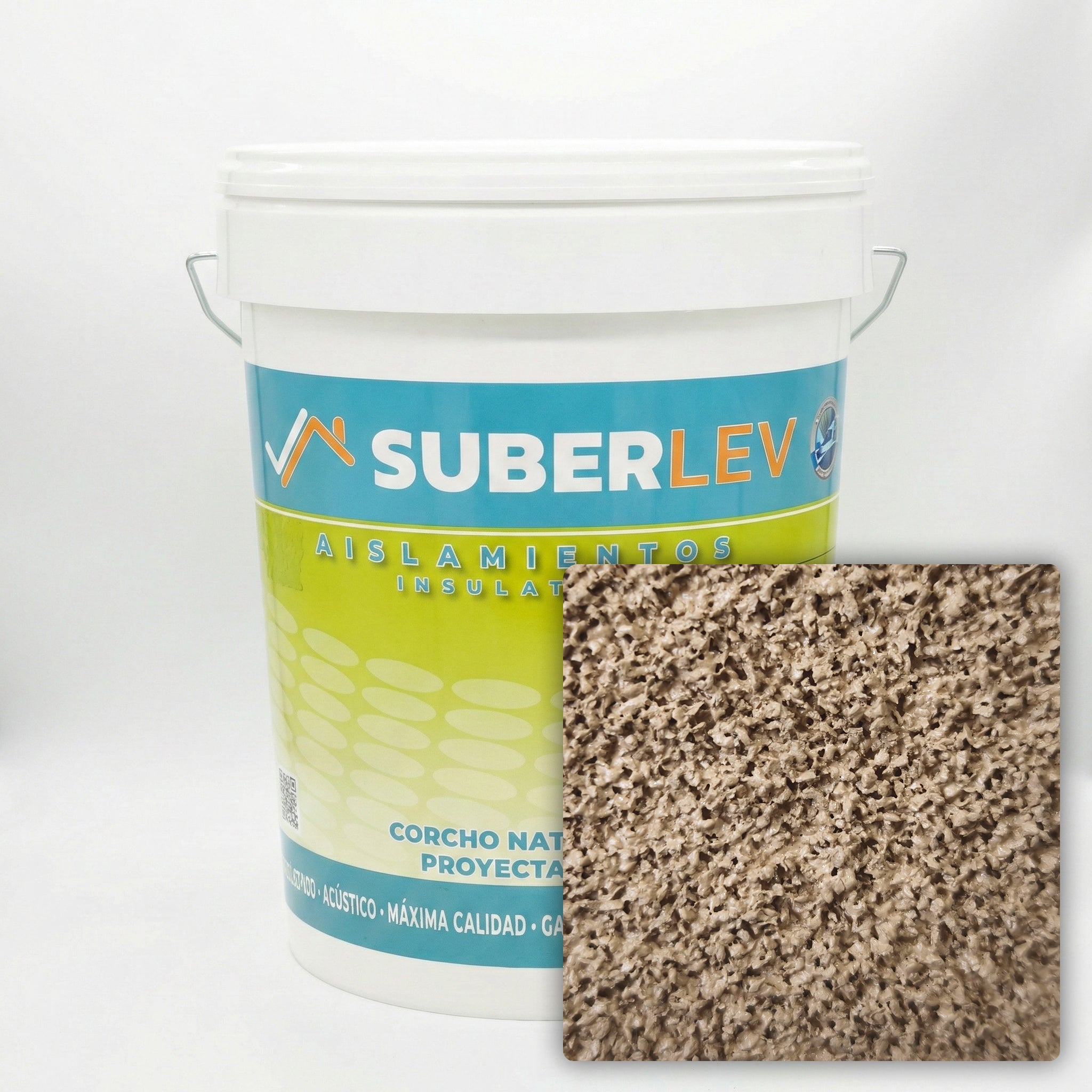 Corcho proyectado cubiertas y fachadas suberlev aislamiento natural térmico acústico e impermeabilización 12kg cp-24 (15 años garantía)