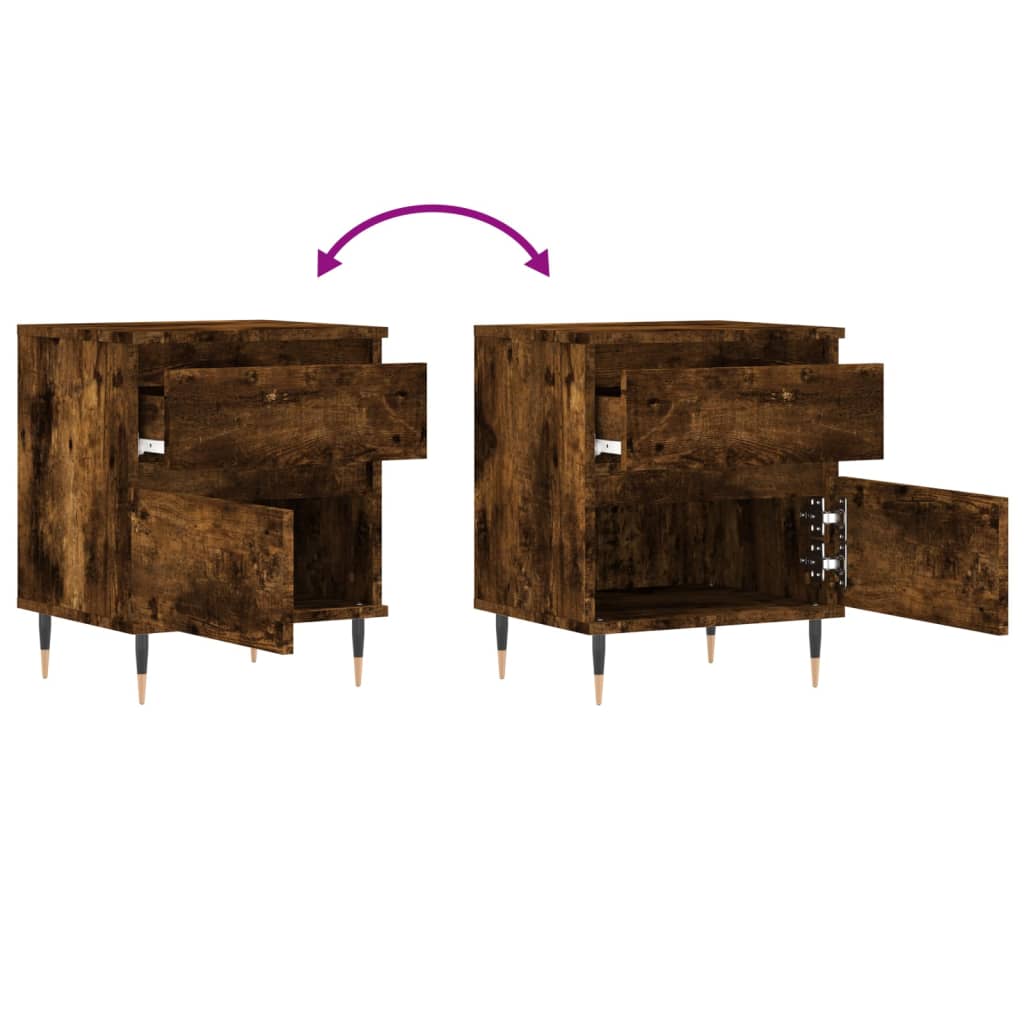 Maison Exclusive - Table de chevet chêne fumé 40x35x50 cm bois d’ingénierie - 9