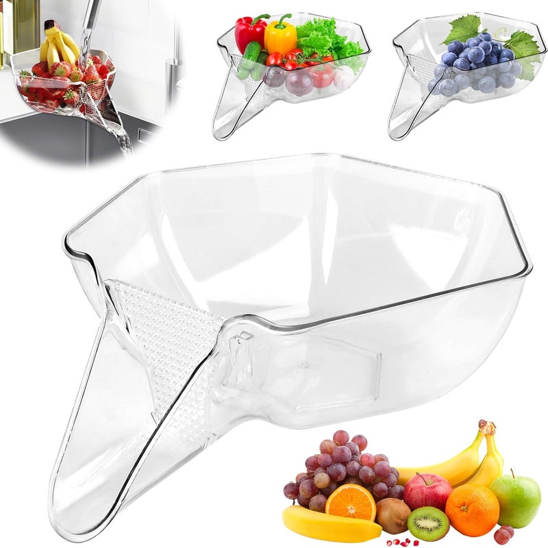 Wielofunkcyjny kuchenny kosz ociekowy z lejkiem i przezroczystym filtrem odpływowym do mycia owoców, warzyw i makaronu.