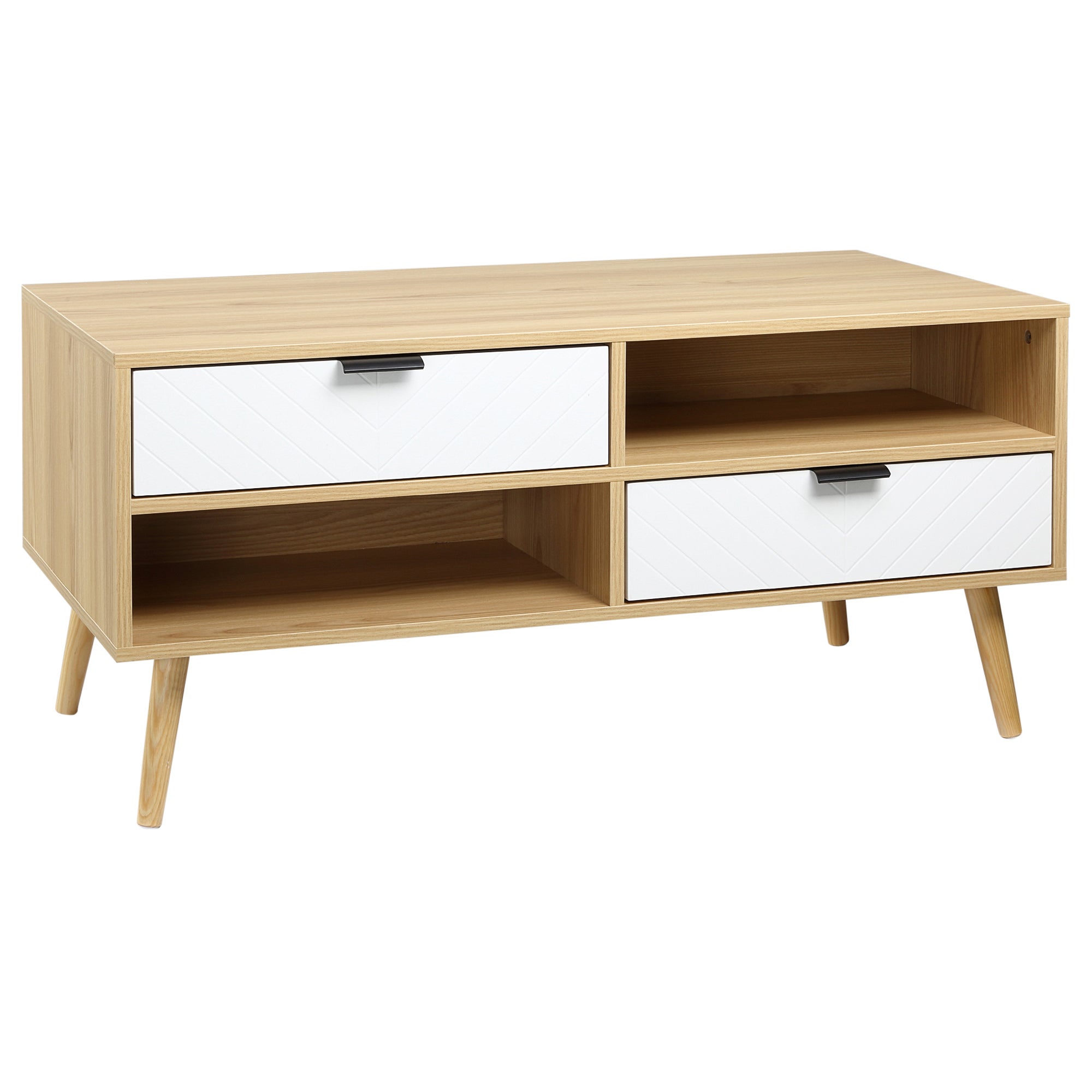 Table basse rectangulaire style scandinave blanc chêne clair | Leroy Merlin