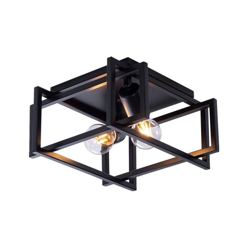 Lampa wpuszczana lampa sufitowa na balkon lub do korytarza w stylu retro amerykańskim czarna oprawka na śrubę żarówka nie jest dołączona