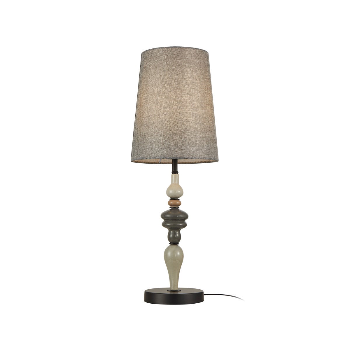 Lampa stołowa dekoracyjna czarna matowa szary stożkowy abażur 1xE27 60W do sypialni salonu NEROM Italux