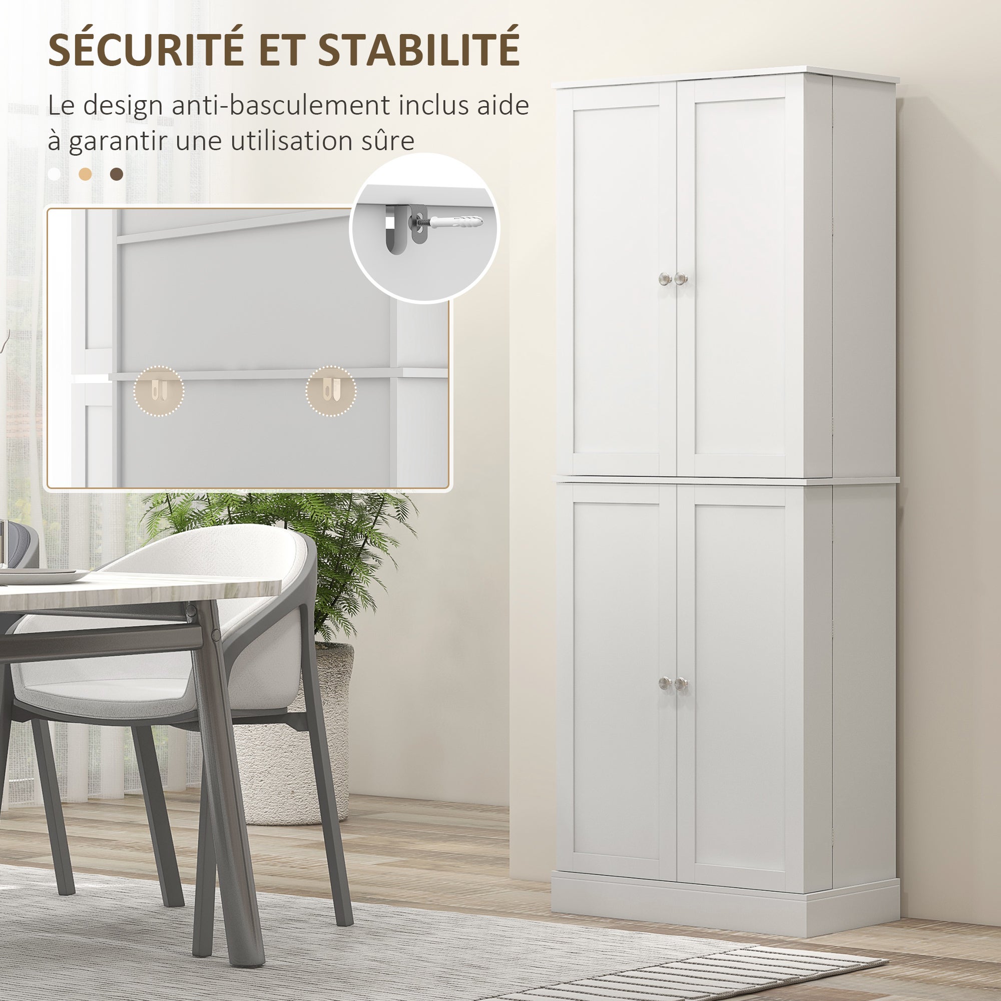 Vaisselier aggloméré blanc HOMCOM 60x35x166 cm - 6