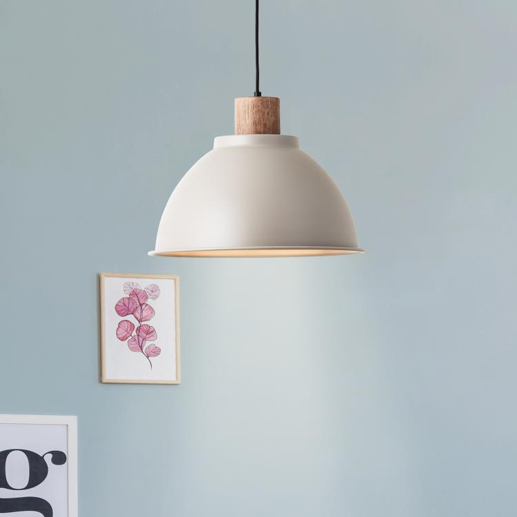 Brilliant Lampa wisząca Erena 38cm taupe metal/drewno 1x A60, E27, 60 W, odpowiednia do zwykłej żarówki (brak w zestawie) - 2