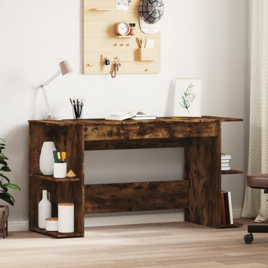Bureau，Table de travail，Table d'étude chêne fumé 140x50x75 cm bois d'ingénierie CFW185858 - 2