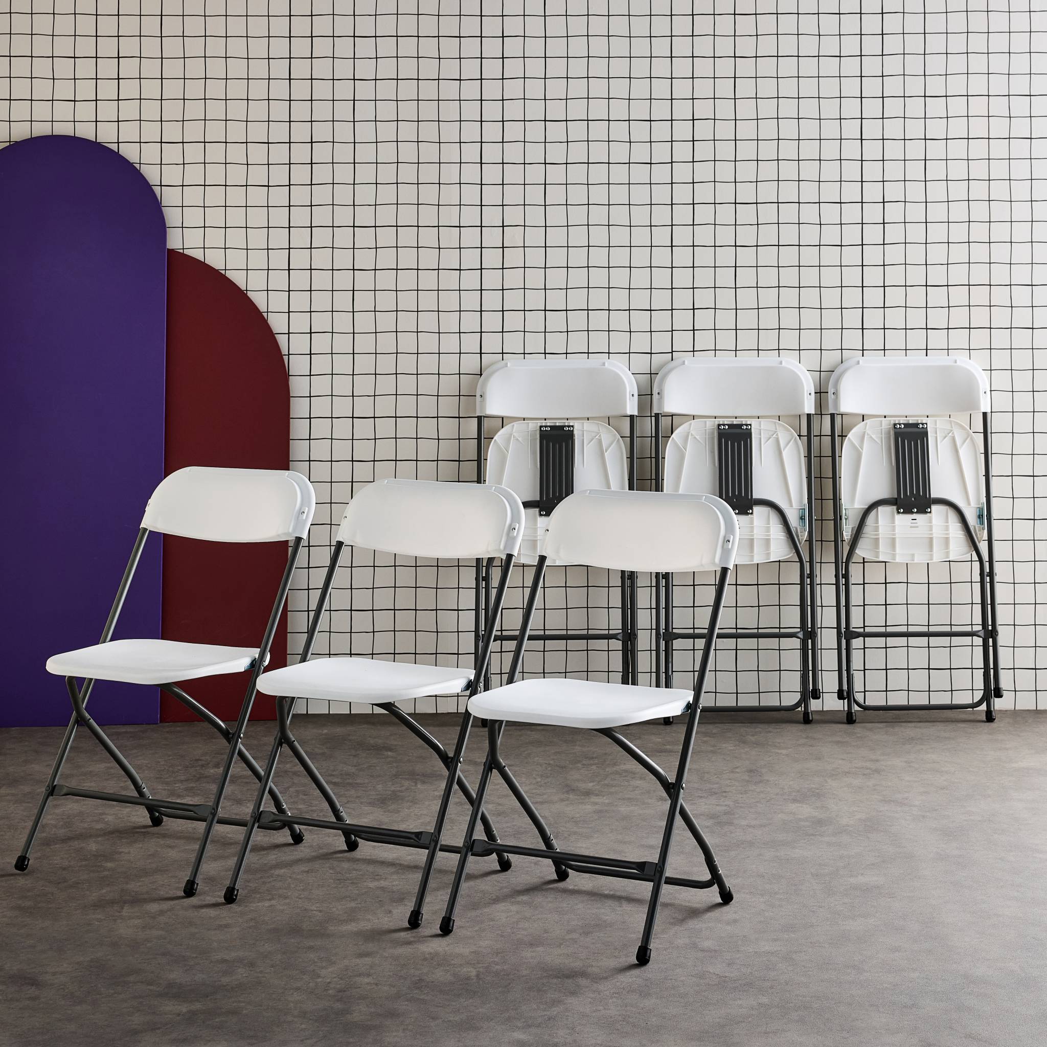 Chaises de réception pliantes – Fiesta – 6 chaises d'appoint en plastique et métal CHAISES FIESTA X6 - 3