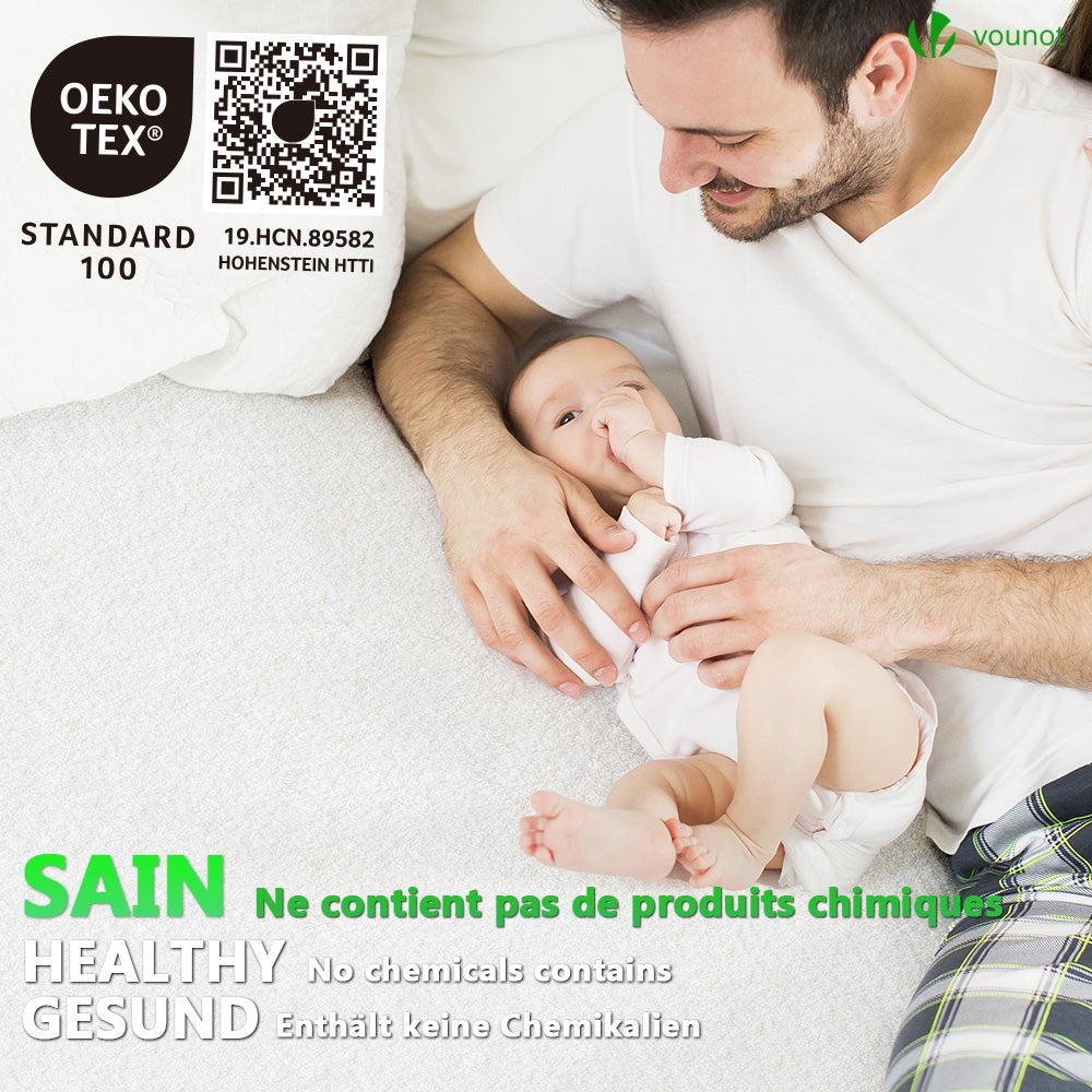 Lot de 2 Protège Matelas Alèse 200x200x30cm avec jupe elastiquée - Imperméable respirante anti-acarien - Certifié OEKO-TEX - VOUNOT® - 7