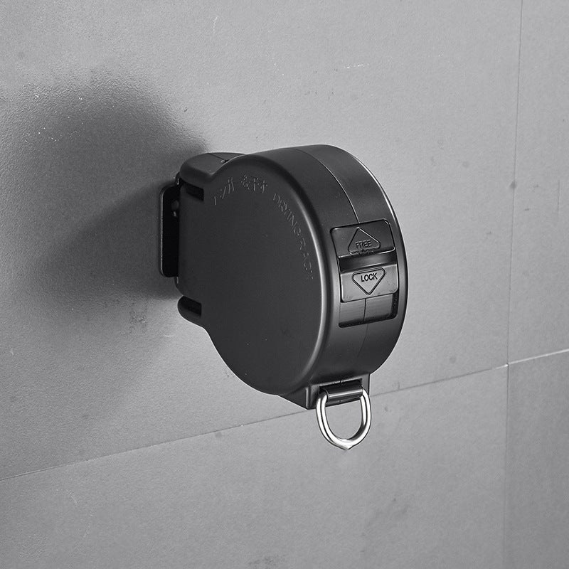 Rozkładana czarna linka do suszenia ubrań B, 4,2 metra, automatyczna, antypoślizgowa, TPU, montowana na ścianie, do użytku wewnątrz pomieszczeń.