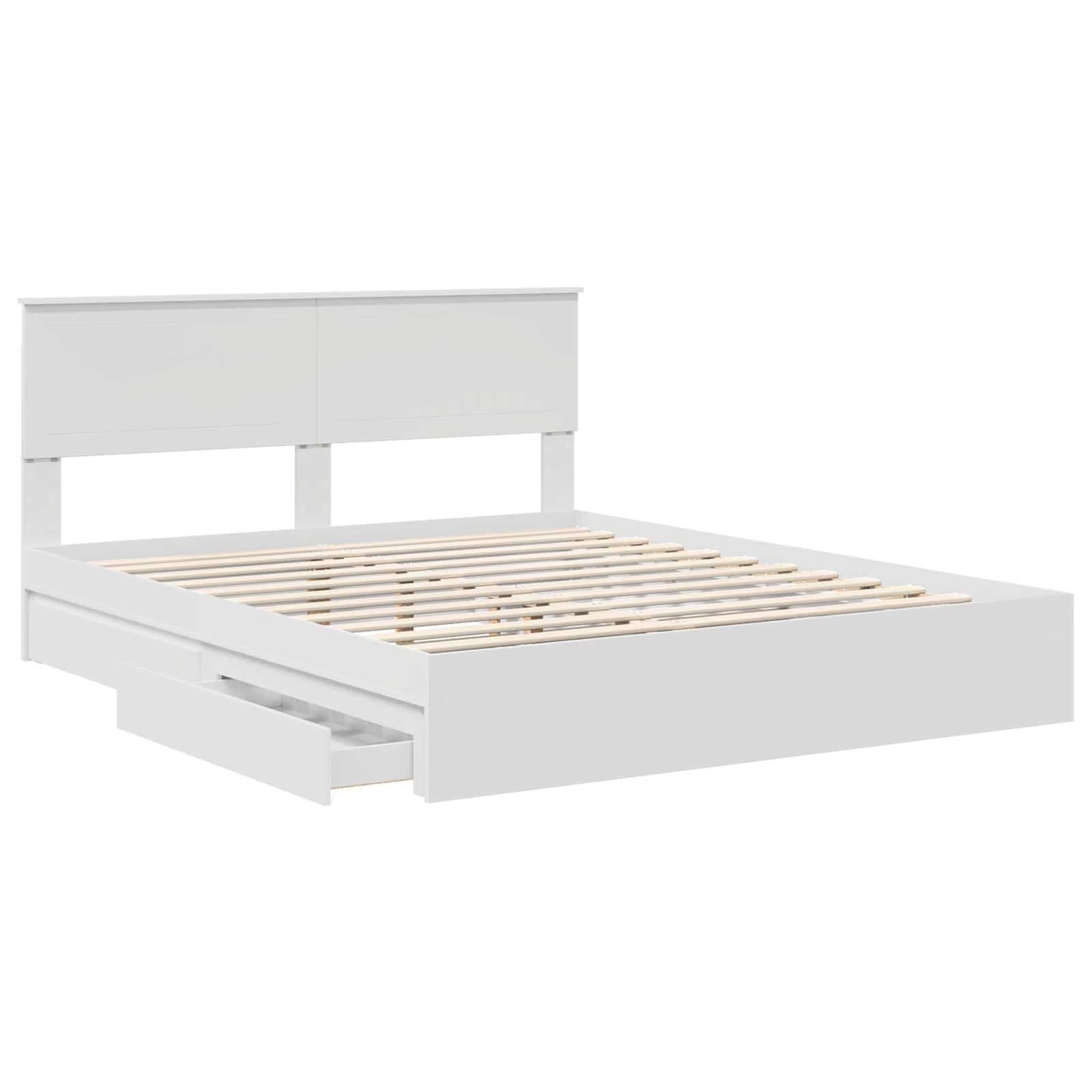 Lit avec rangement réglable en panneau de bois blanc, pour la chambre, 160 × 200 cm - 5