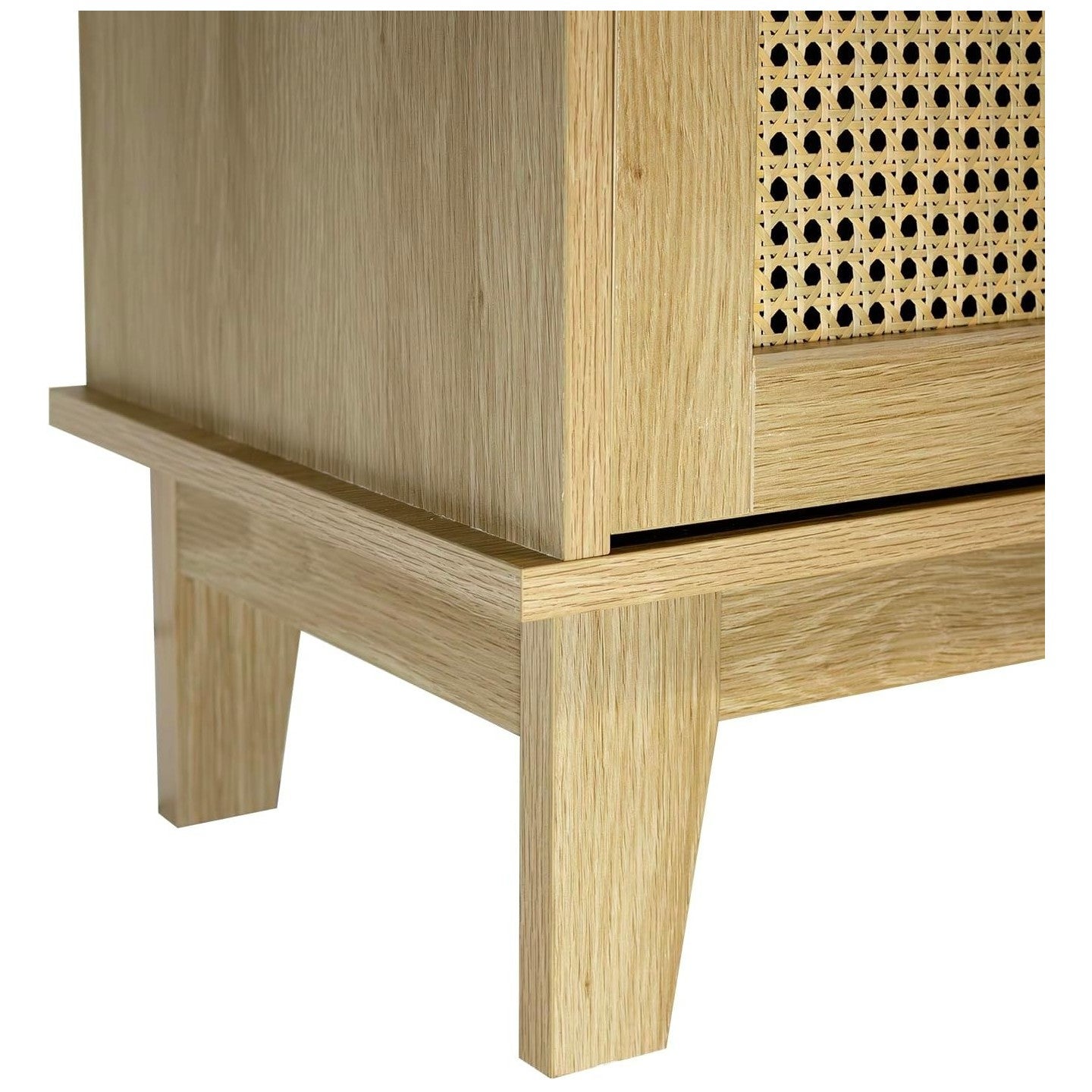 Cómoda de 2 portas com 3 prateleiras, vime de madeira natural 80 x 34 x 96 cm - 7