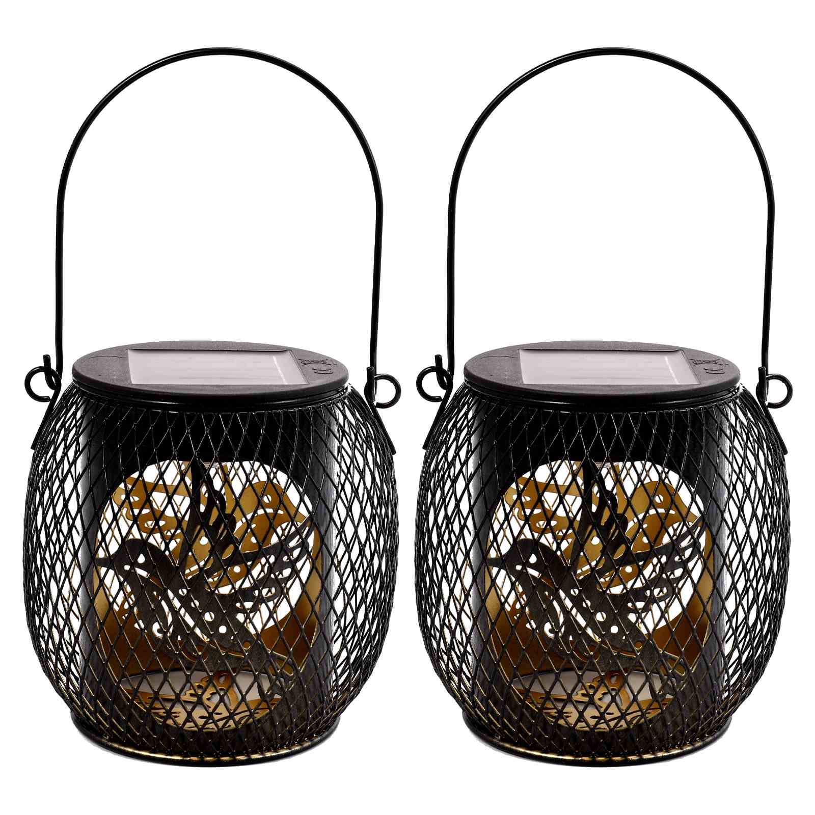 Żelazne solarne lampki ogrodowe, zewnętrzny lampion LED, lampki dekoracyjne, koliber, 2 sztuki