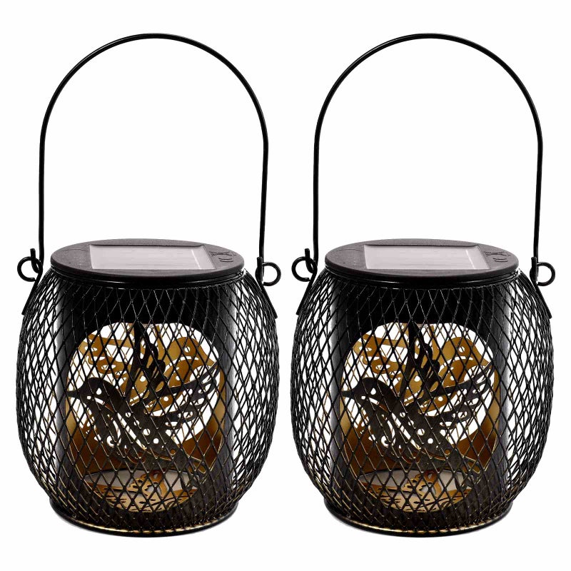 Żelazne solarne lampki ogrodowe, zewnętrzny lampion LED, lampki dekoracyjne, koliber, 2 sztuki