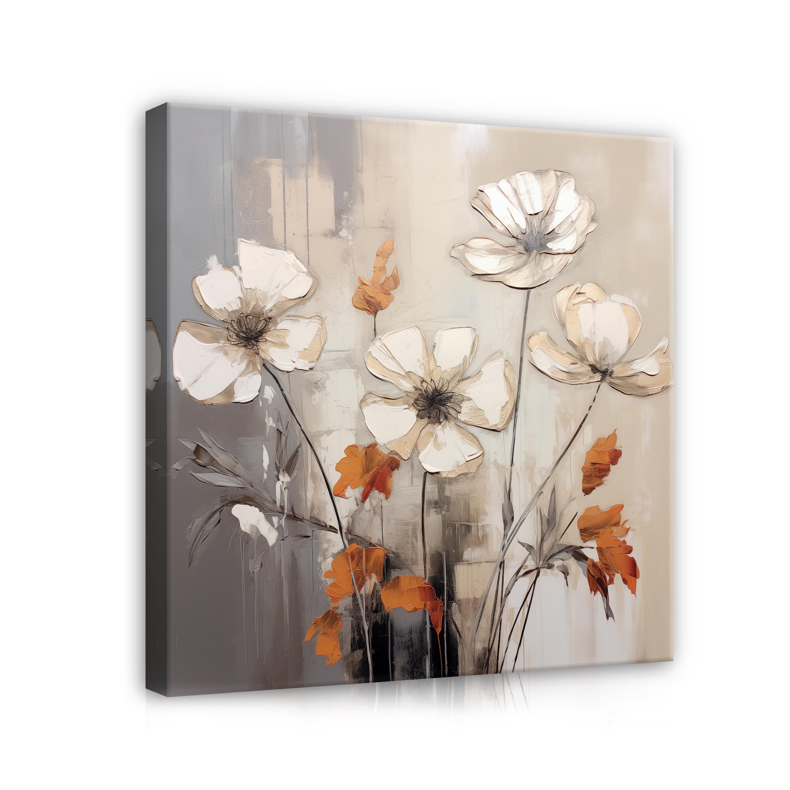 Cuadro en lienzo flores boho arte 80x80 cm xxl impresión en lienzo decoración de pared canvas para salón lista para colgar