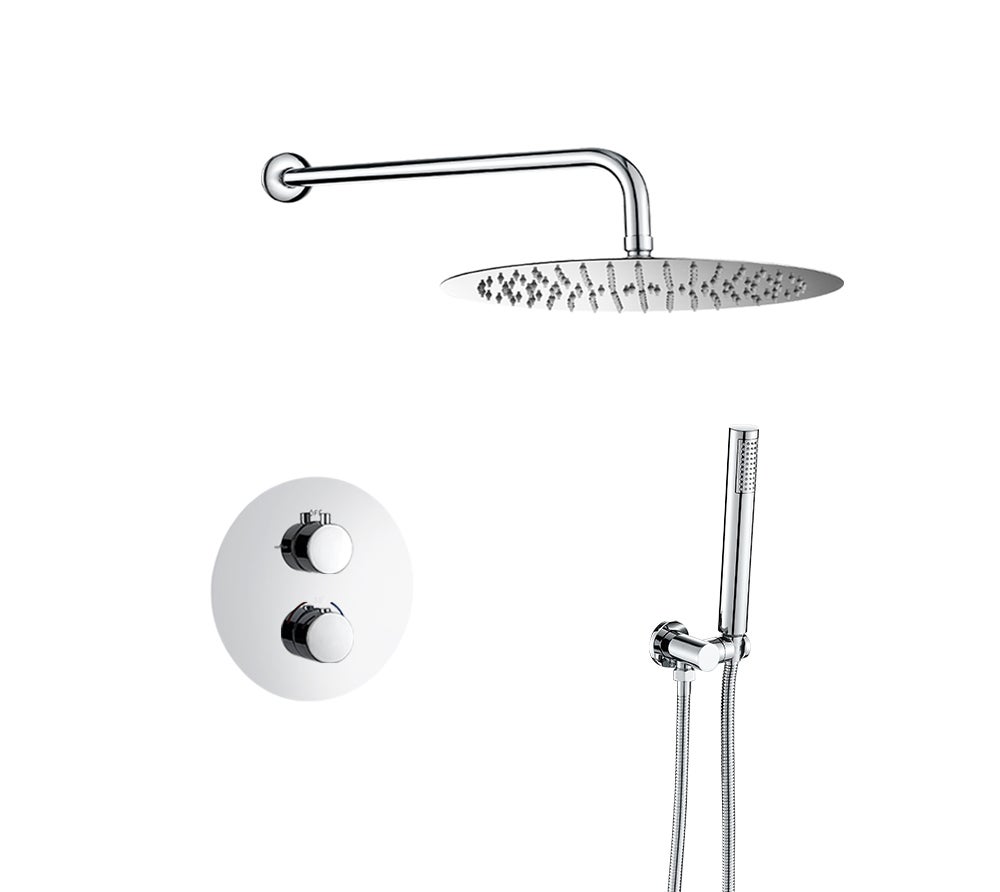 Mitigeur Douche Encastrable VALAZ 2 Voies - Effet Pluie 20cm, Doré Brossé - Série Jucar