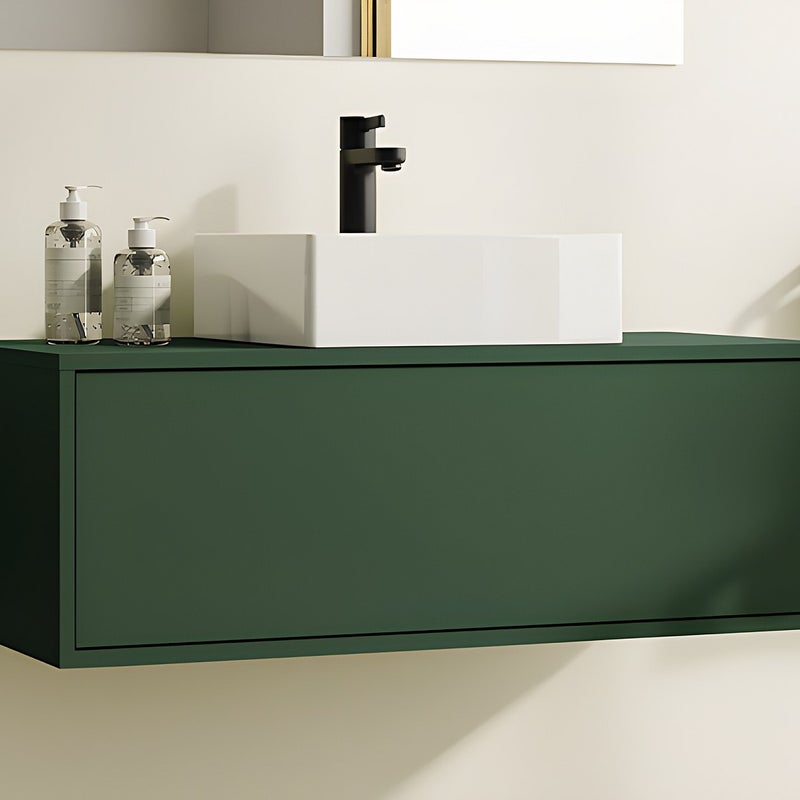 Szafka łazienkowa wisząca w kolorze zielonym matowym z pojedynczą umywalką - TEANA