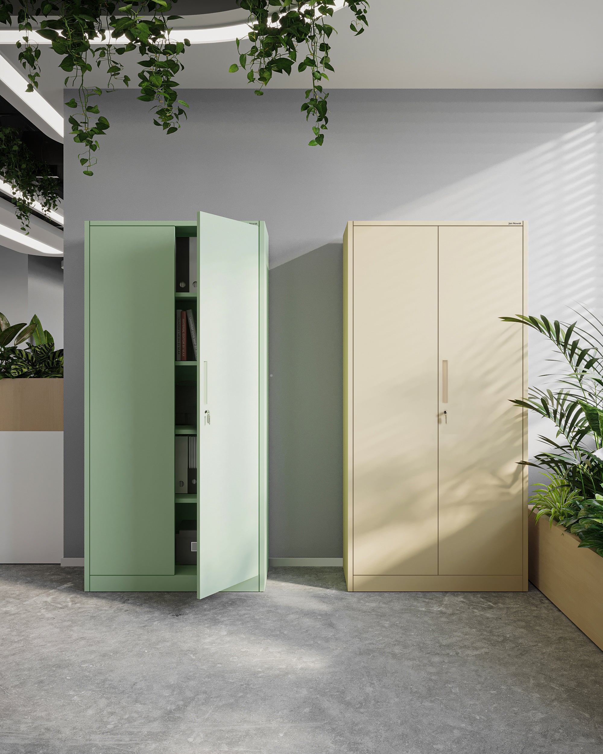 Armoire de Bureau de Rangement en Métal Verrouillable Beige Pastel 185 cm x 90 cm x 45 cm - 6