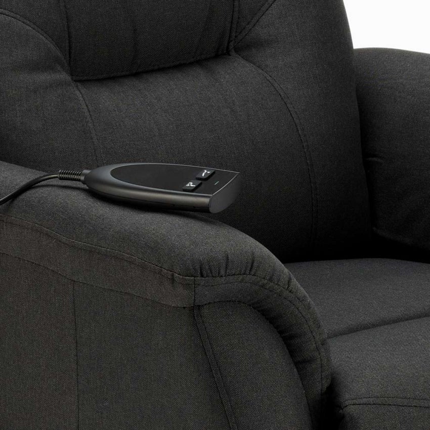 Fauteuil relax électrique inclinable en tissu avec roues et releveur Marie - 6