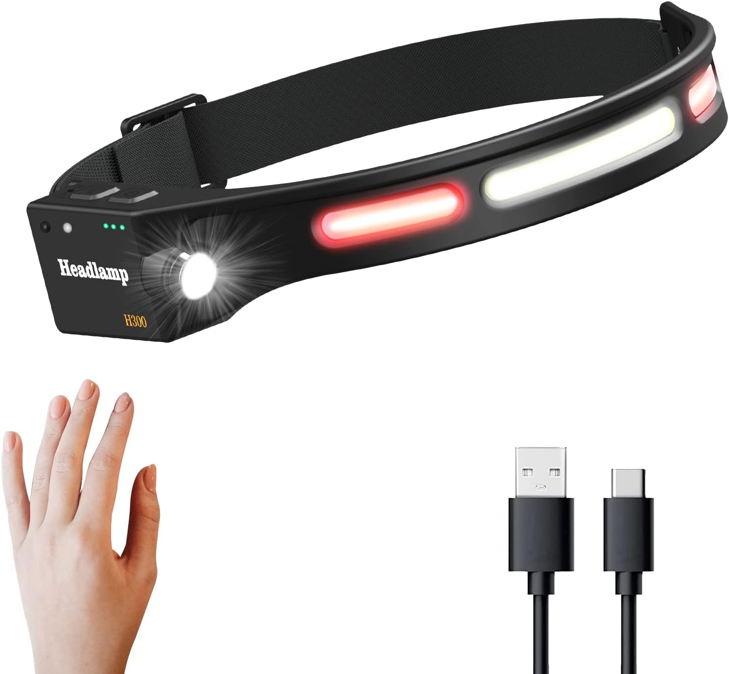 Lampe Frontale Rechargeable COB LED USB - Puissante, Magnétique, étanche, Sport