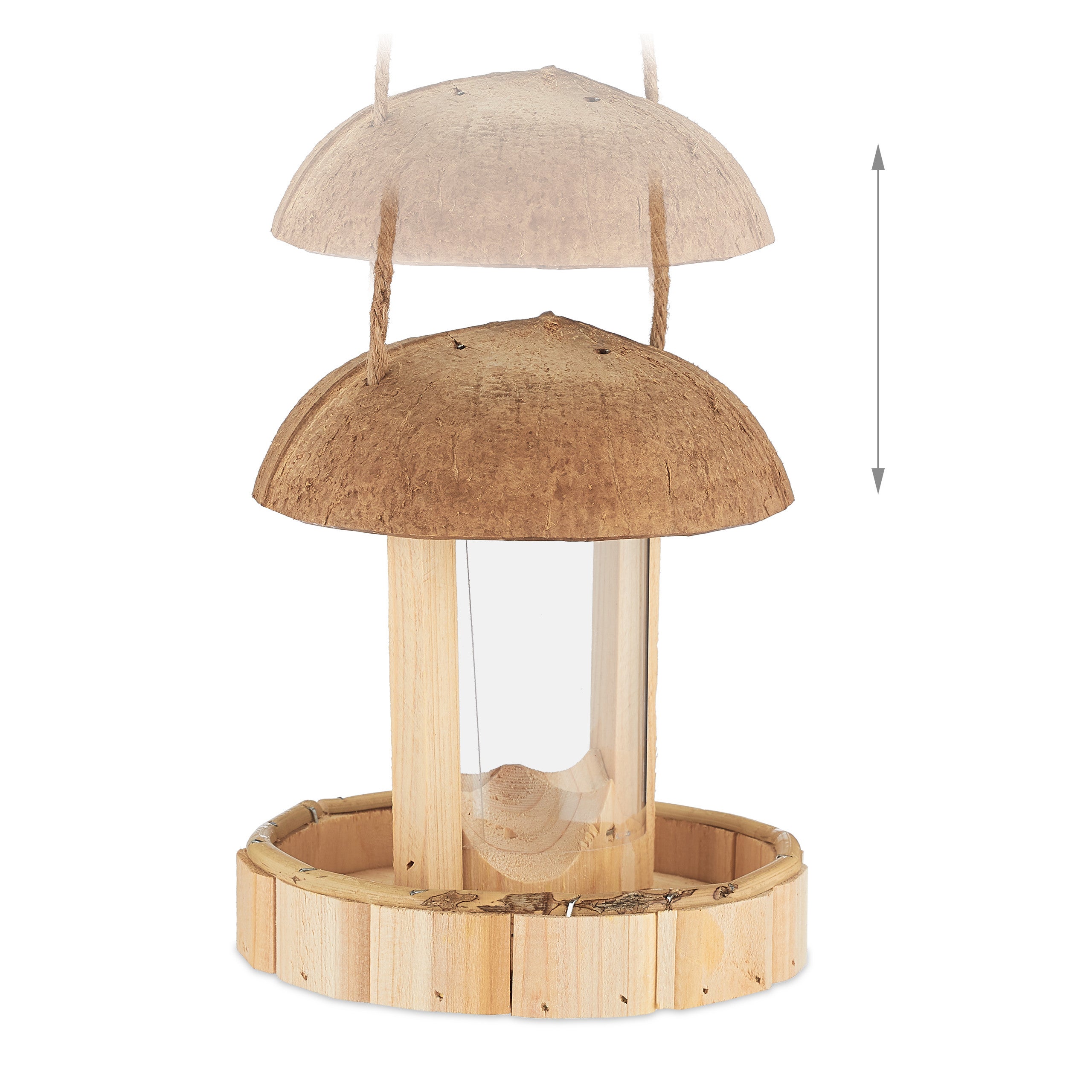 Relaxdays mangeoire à oiseaux en bois, à suspendre, Abris pour balcon & jardin, fait main, HxD: 17 x 14,5 cm, nature - 6