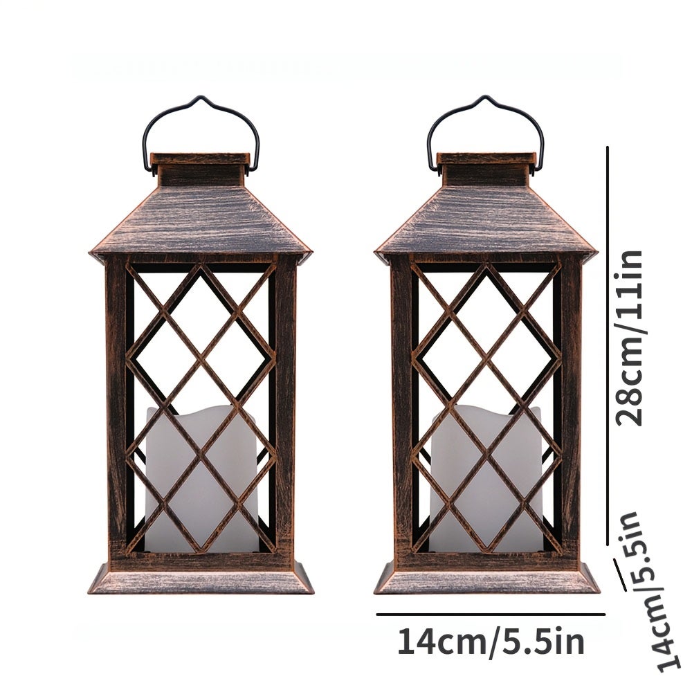 2 peças de candeeiro suspenso movido a energia solar, vela cintilante sem chama, luz LED, lanterna solar para mesa, pátio, relvado, decoração exterior - 7