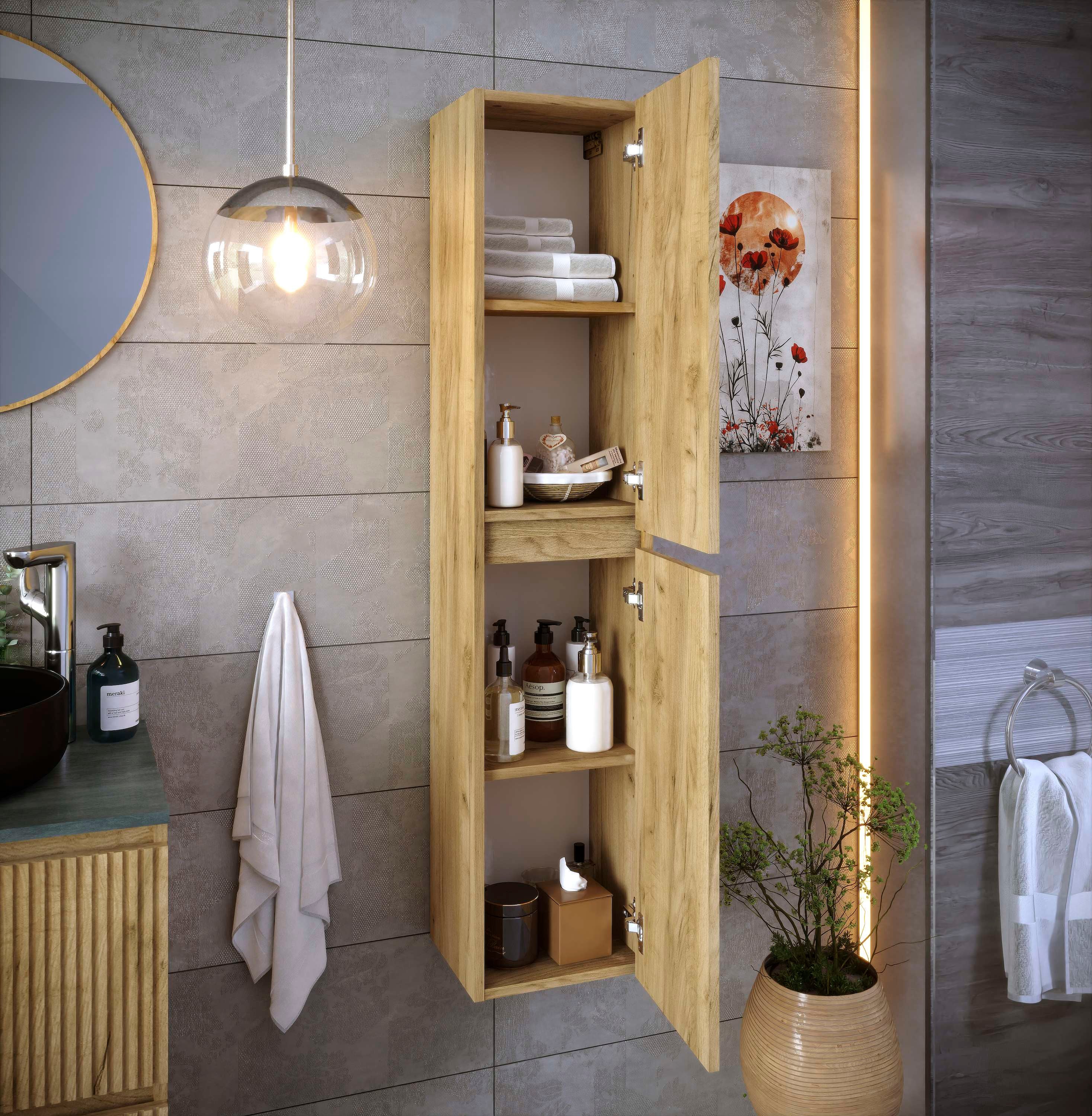 Colonne de salle de bain CIMS 2 portes 140x30x27 cm chêne T-BATH - 4