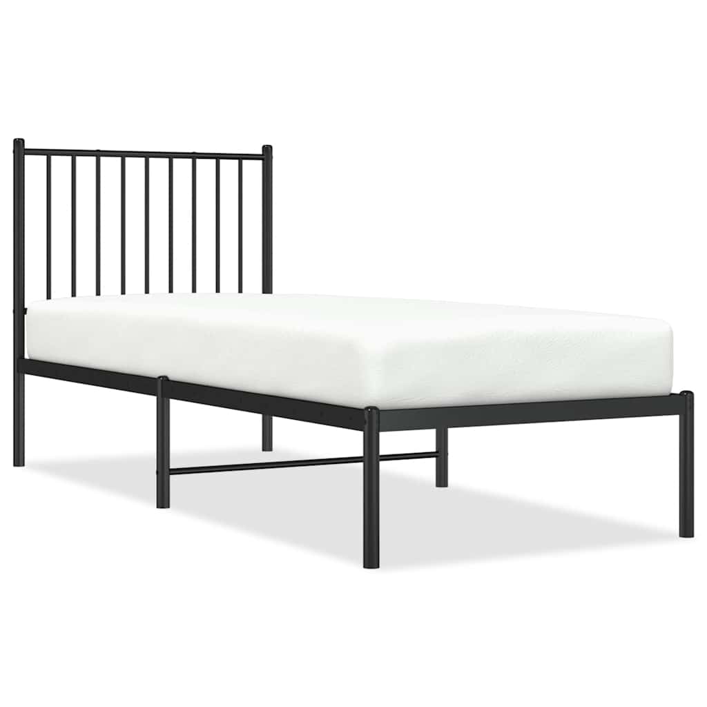 Łóżko Metalowe Czarne Rama Łóżka Ze Stelażem Do Sypialni Pokoju 75x190 cm