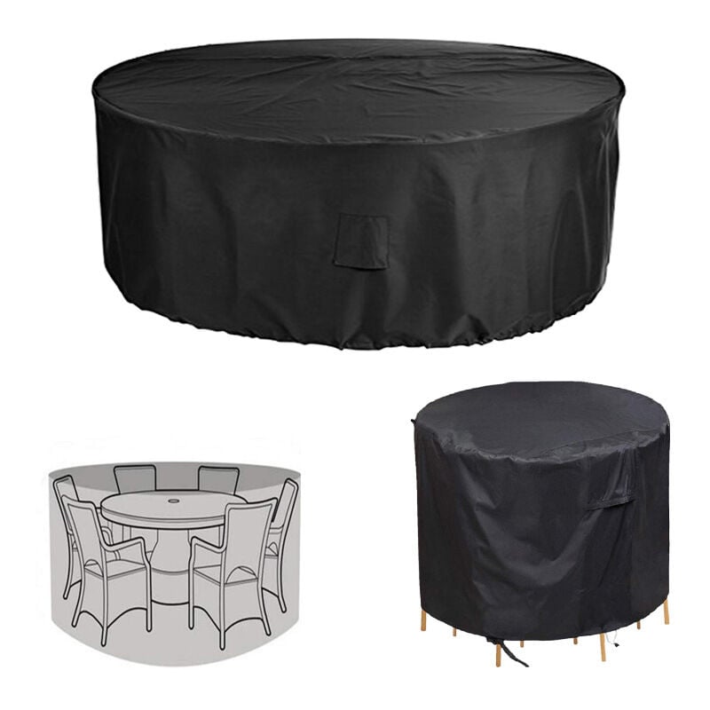 Pokrowiec na okrągłe meble ogrodowe - Wytrzymała tkanina Oxford, odpowiedni do zestawów mebli ogrodowych, kolor czarny - 230X110CM