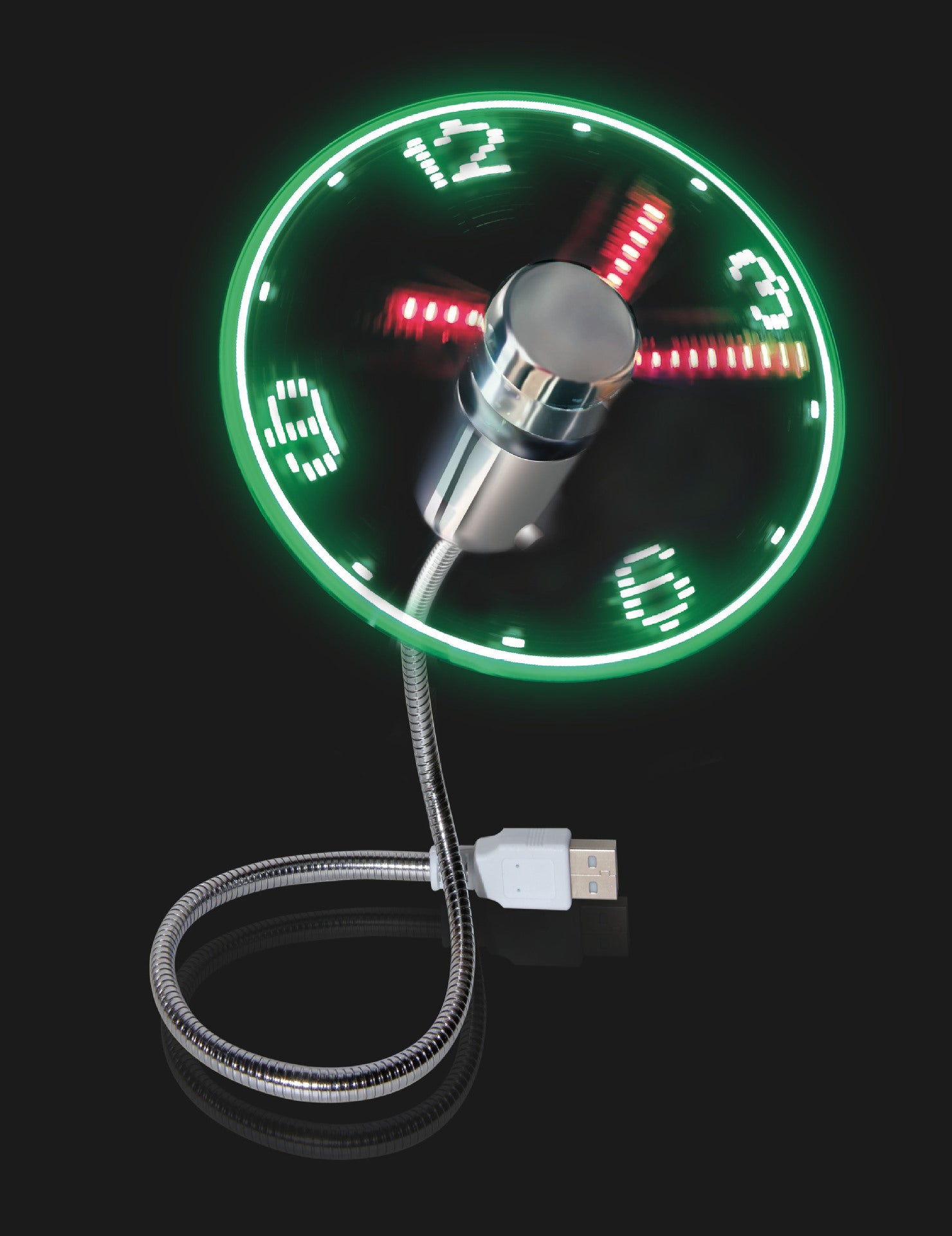 Mini Ventilatore USB A LED Con Orologio Ologramma E Termometro, 2-in-1 Con Display Digitale, Silenzioso, Alimentazione USB, Per Scrivania Da Ufficio E Studio, Compatto