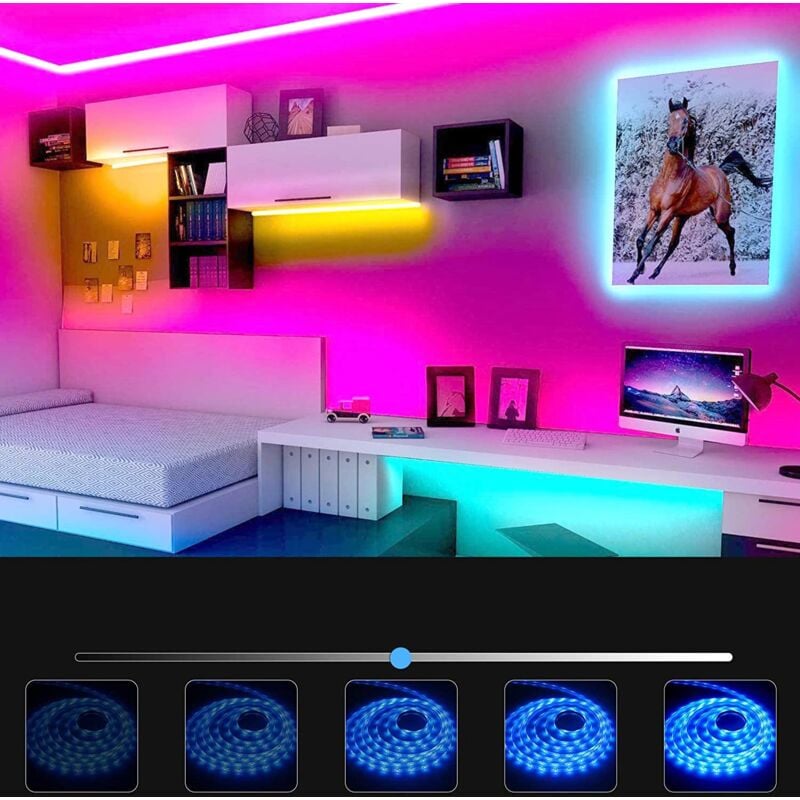Bande lumineuse LED 20 m (10 m x 2) Bande lumineuse LED Bluetooth 5050 RVB, contrôlée par application pour smartphone et télécommande - 2