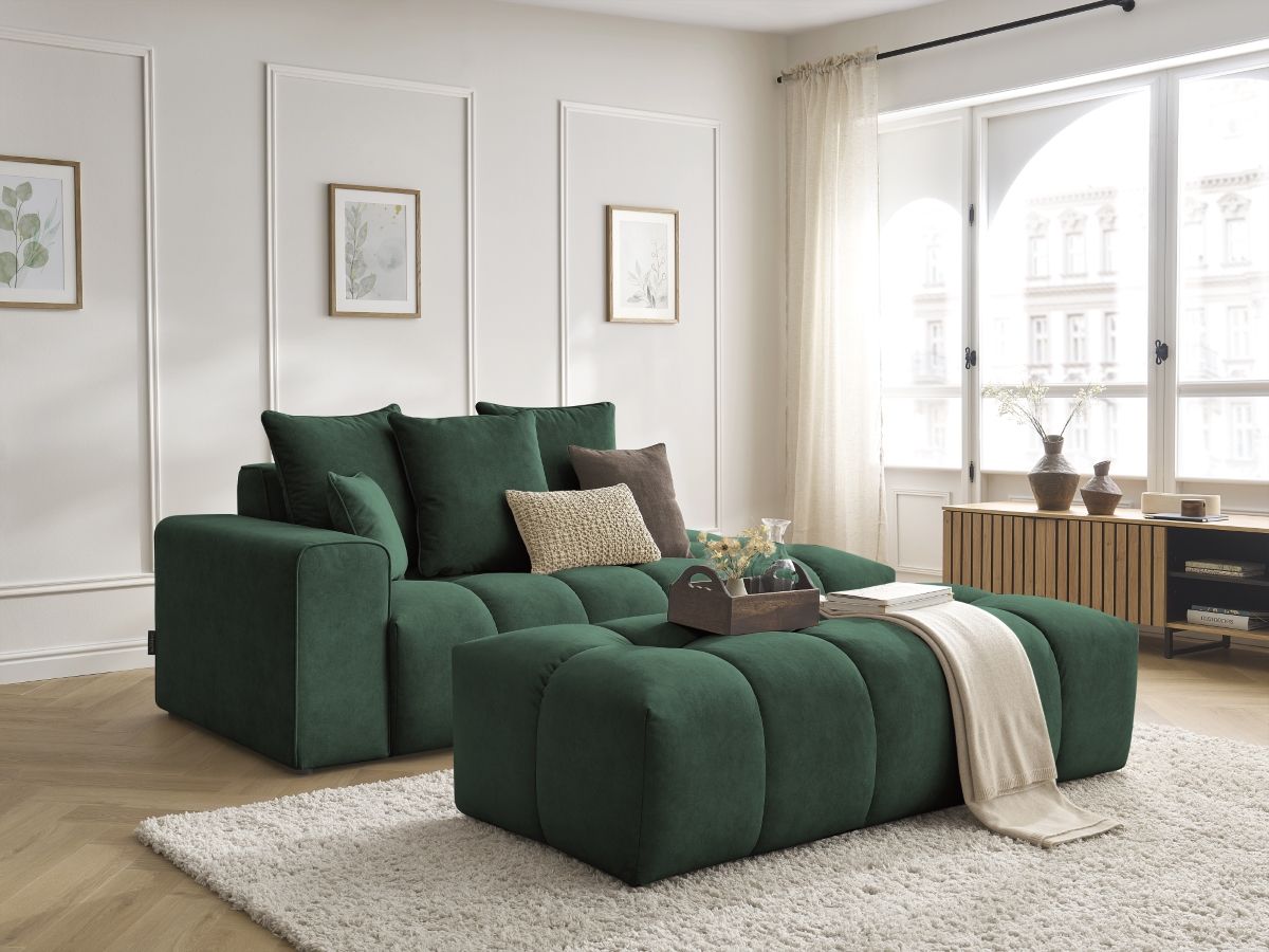 FAR-Canapé-lit 2 places Vert foncé Velours-EJL7290578378578