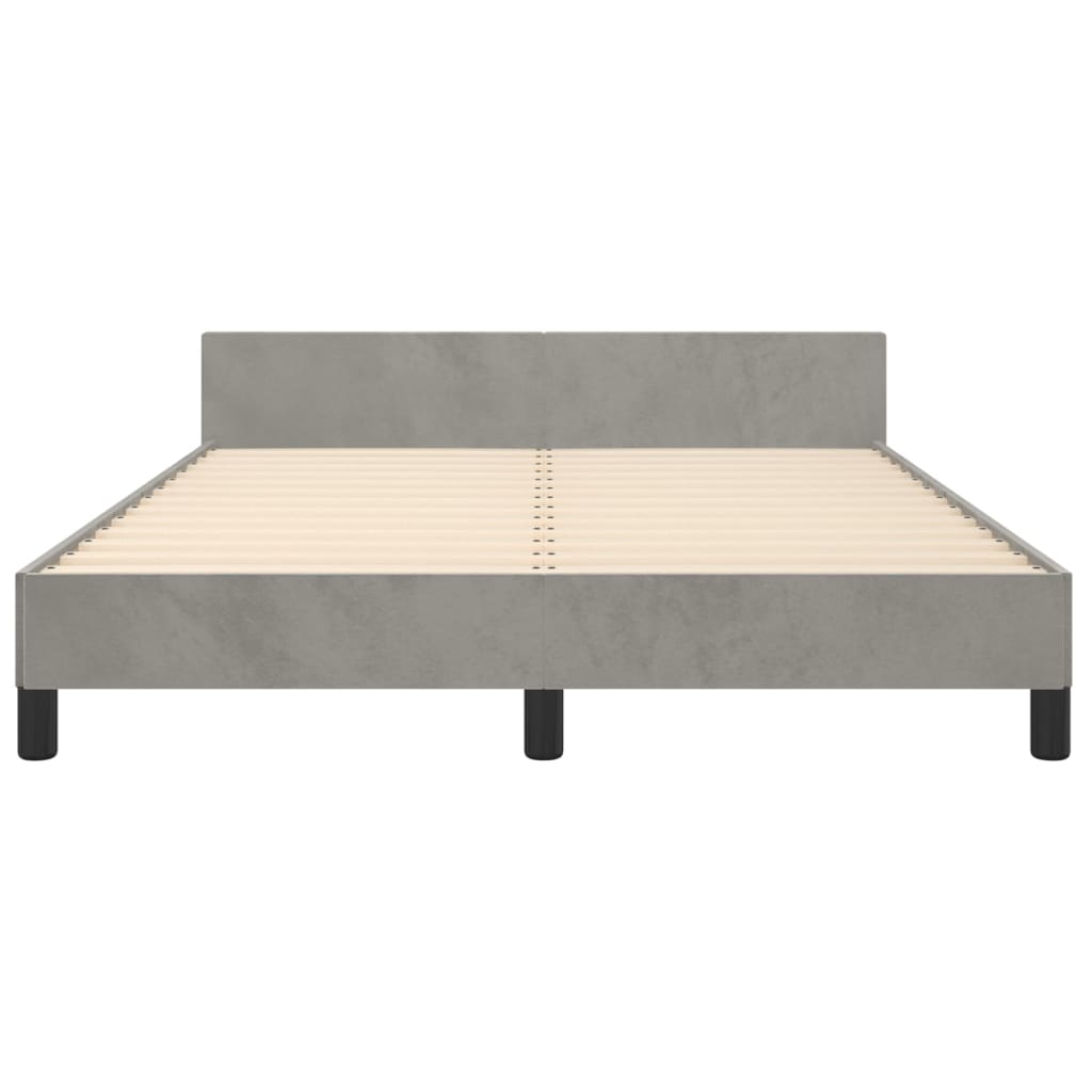 Cadre de lit sans matelas en velours gris clair pour la chambre, 140 × 200 cm - 6