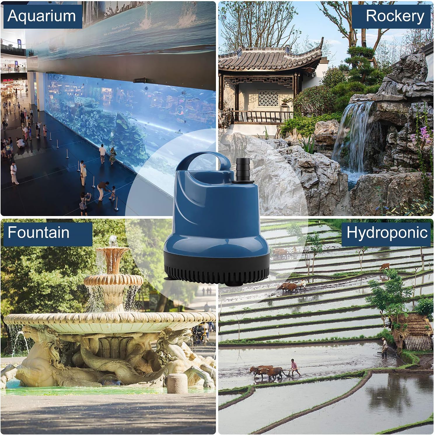 Mini Bomba de Água Bomba Submersível 1500L/H 20W 230V Bomba de Esgoto Altura de Elevação 1,6 M Cabo 1,8 M para Jardim, Aquário, Lago, Fonte - 4