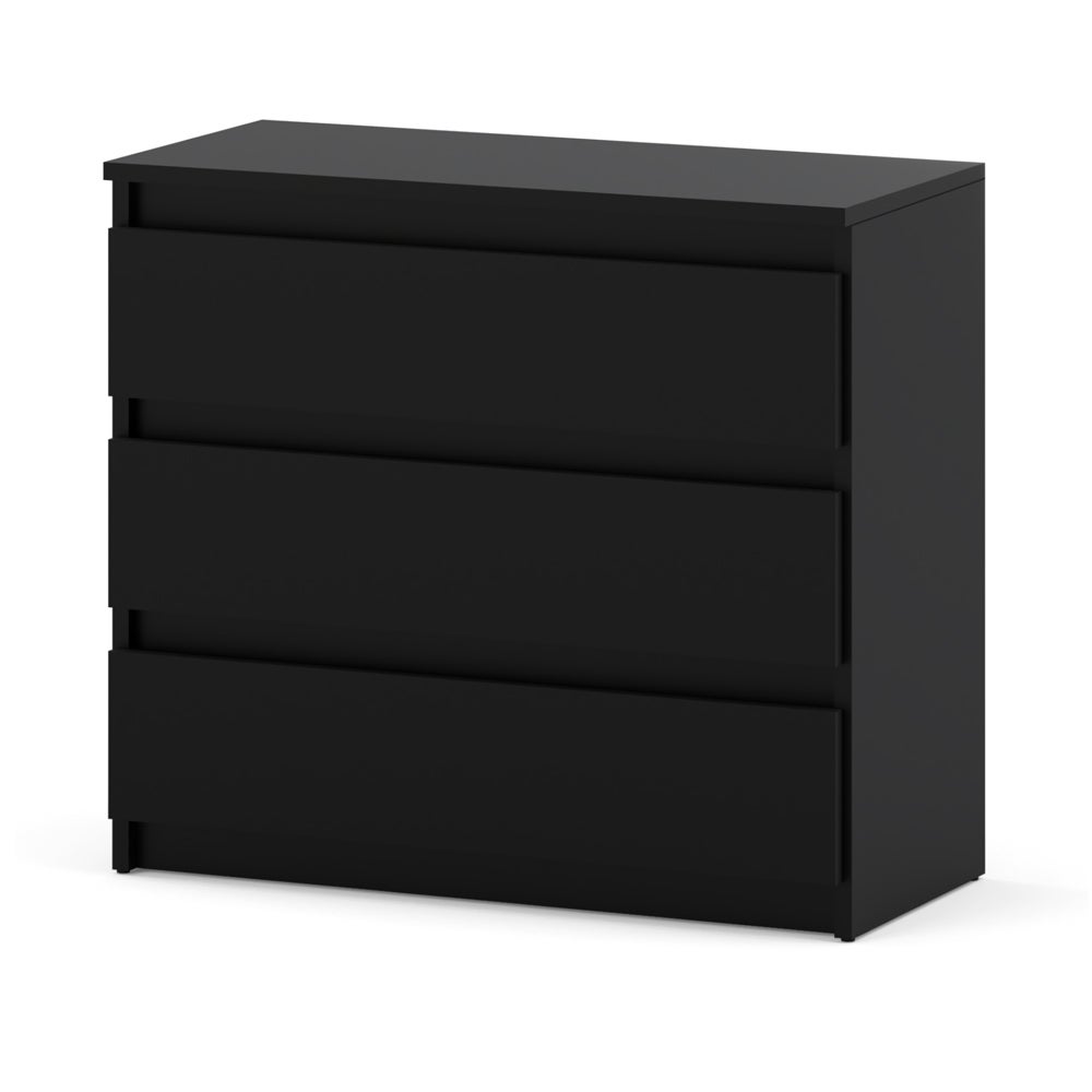 Komoda 3 szuflady szafka 80cm nowoczesna salon sypialnia loft czarna mat