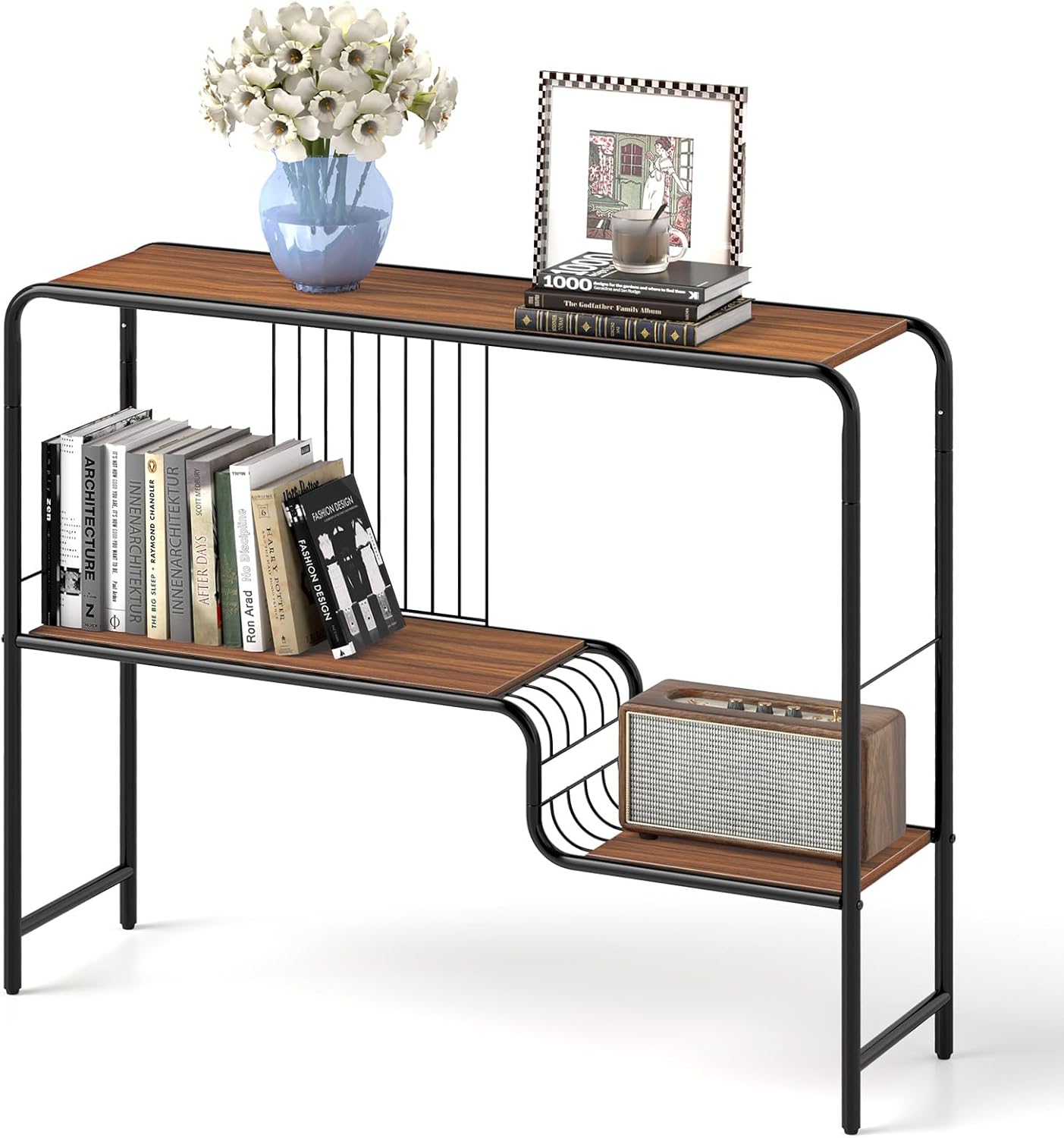 COSTWAY Tavolo Consolle 100cm, Tavolo D'Ingresso Con Piedini Regolabili, Kit Antiribaltamento E Struttura In Metallo Tavolino Da Divano Per Soggiorno Ingresso E Corridoio 80952311