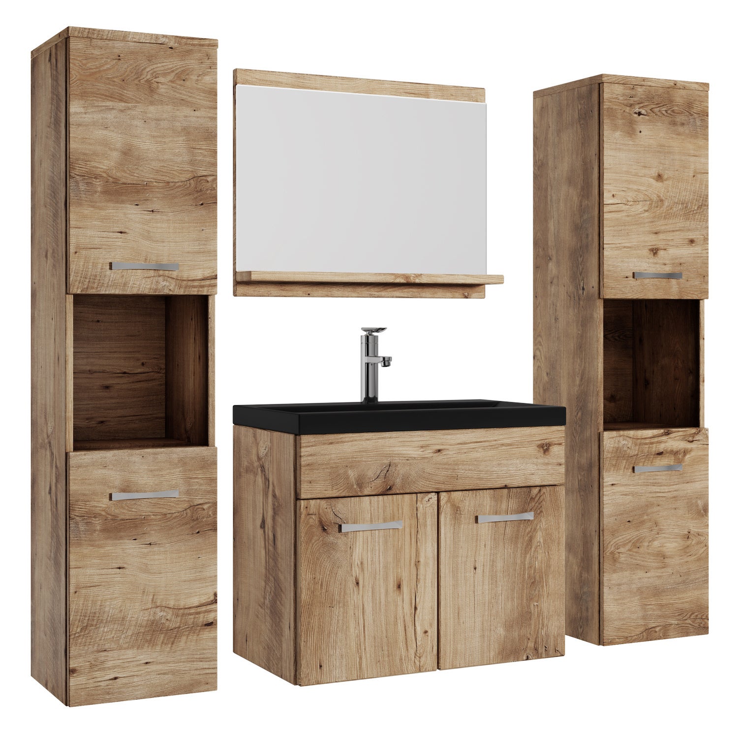 INLIFE Armoire d'évier avec lavabo intégré Noir Aggloméré