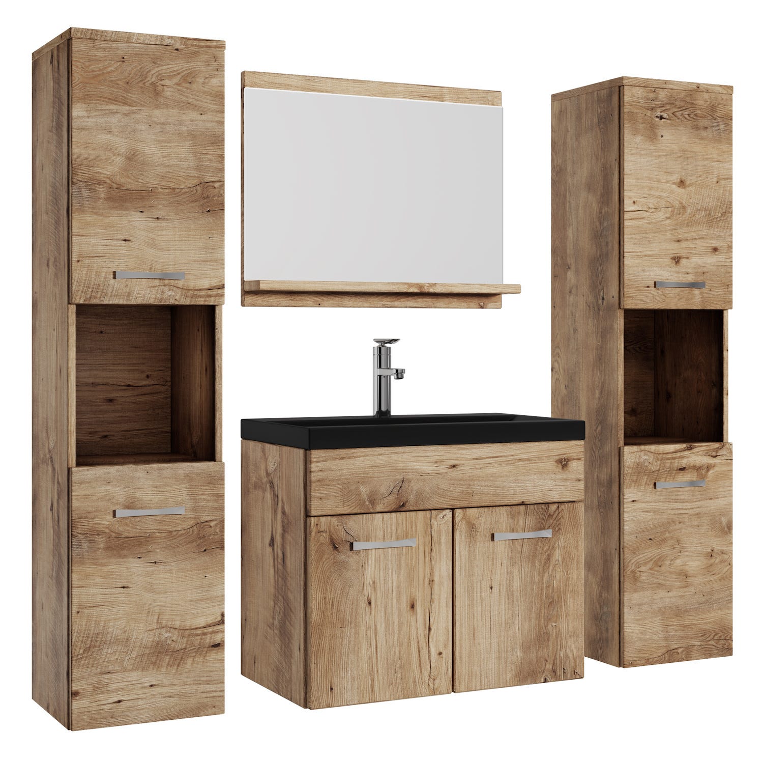 INLIFE Armoire d'évier avec lavabo intégré Noir Aggloméré INLIFE Armoire d'évier avec lavabo intégré Noir Aggloméré