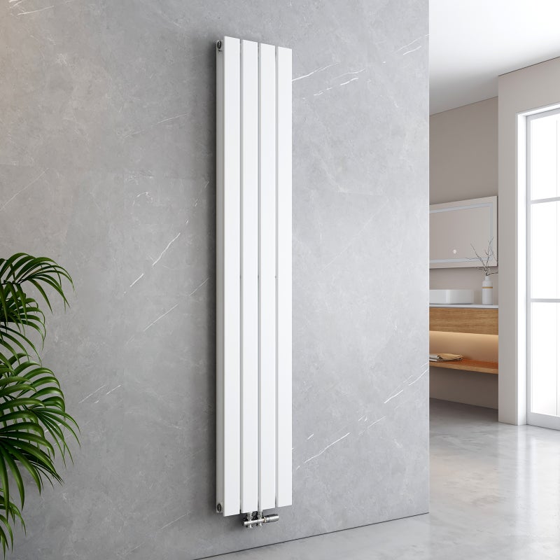 EMKE Grzejnik Stalowy Pojedynczy Pionowy 627W, 180x30,4 cm, 4 bar, do 8 m² – Biały