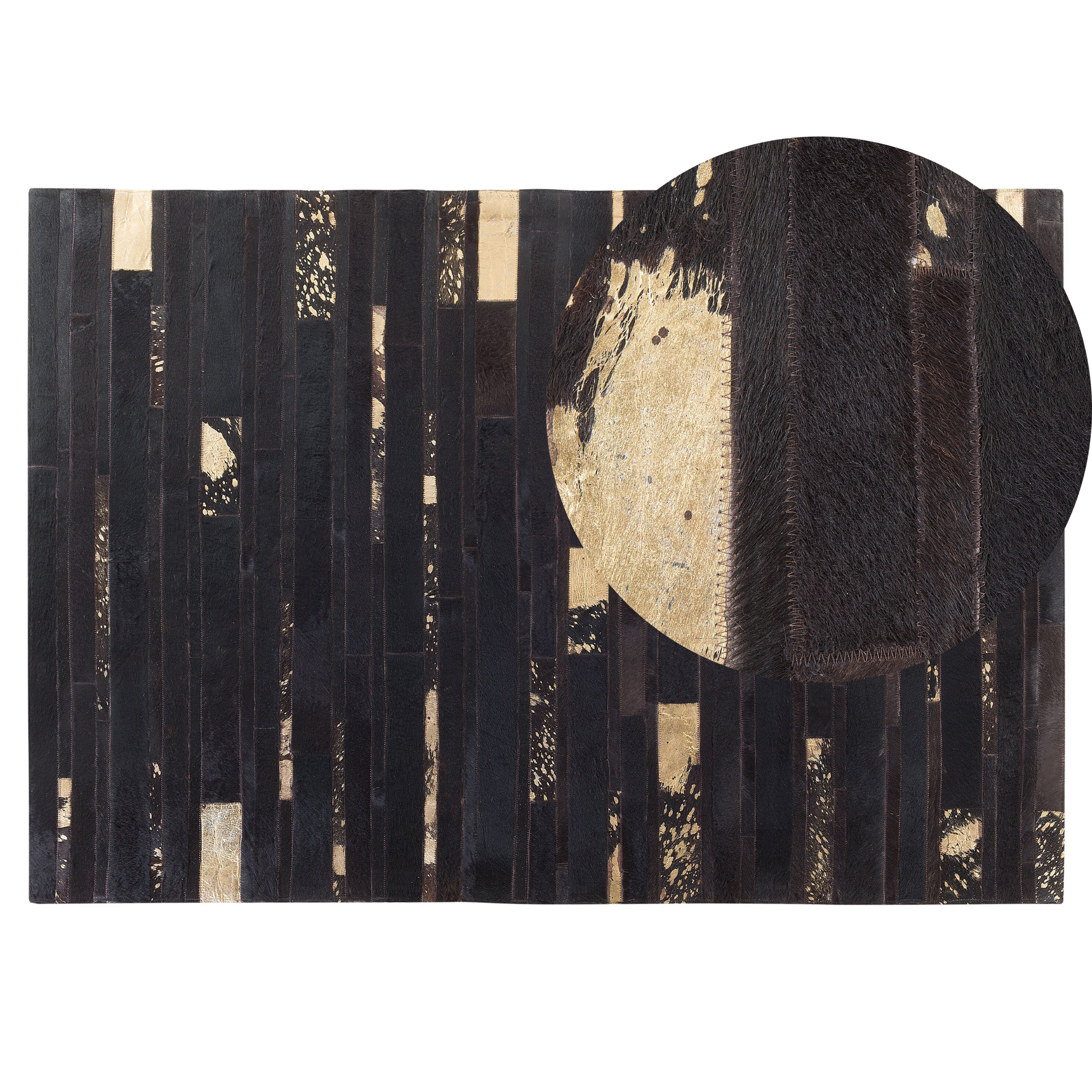 Beliani alfombra de piel de vaca marrón/beige arena/negro 140 x 200 cm artvin