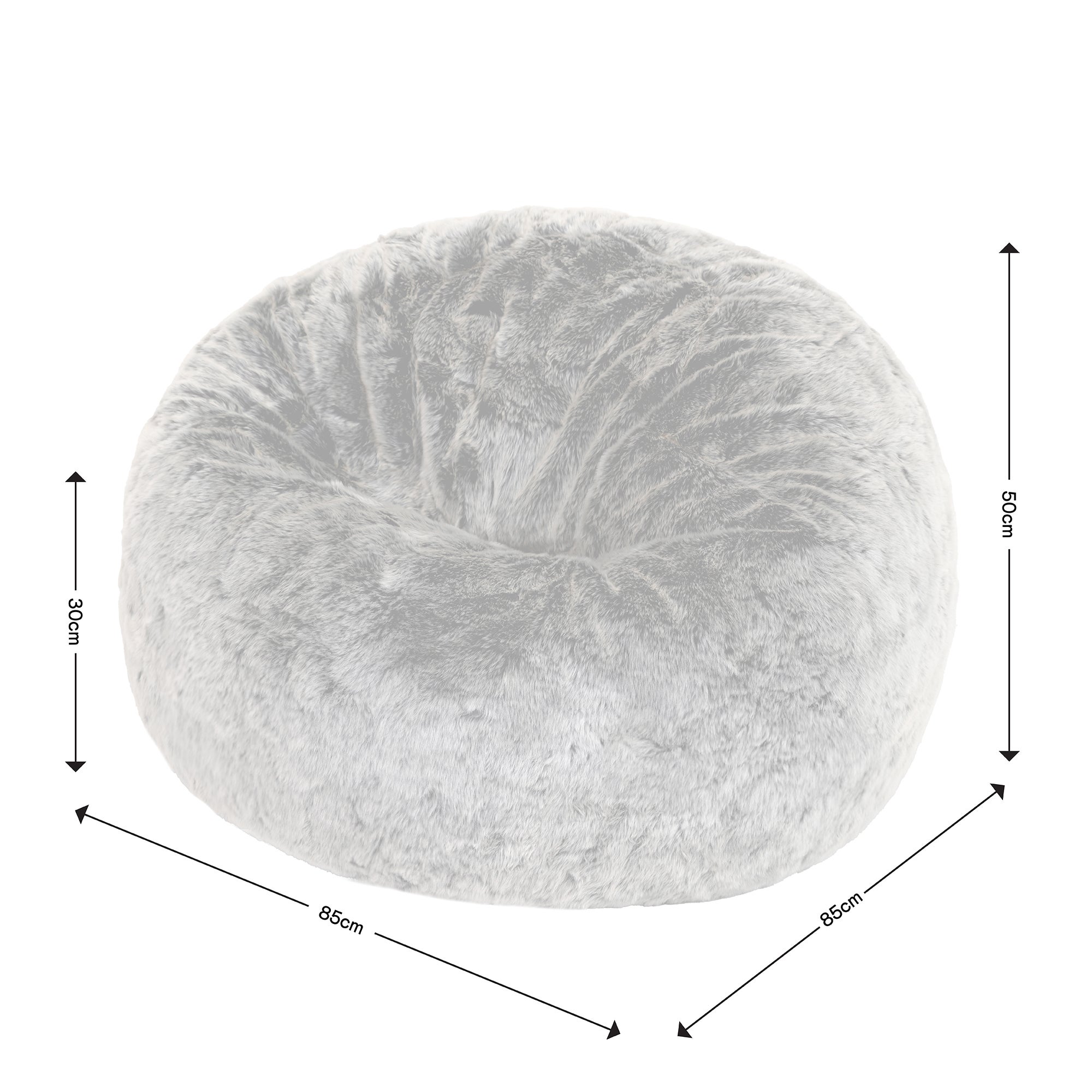 Pouf Icon fausse fourrure gris loup, salon, chambre, 85x85cm, Made in Allemagne, Oeko-Tex® - 8