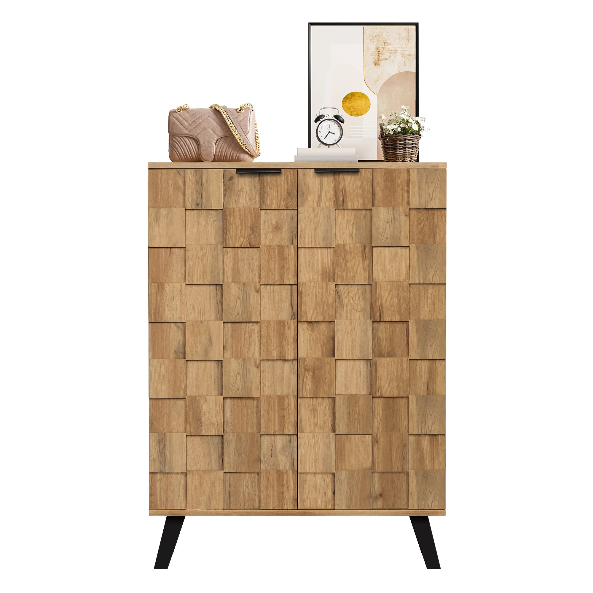 Sideboard, dulap modern de pantofi cu 5 compartimente - dimensiuni 80, 5 x 35 x 109, 5 cm, rafturi reglabile
